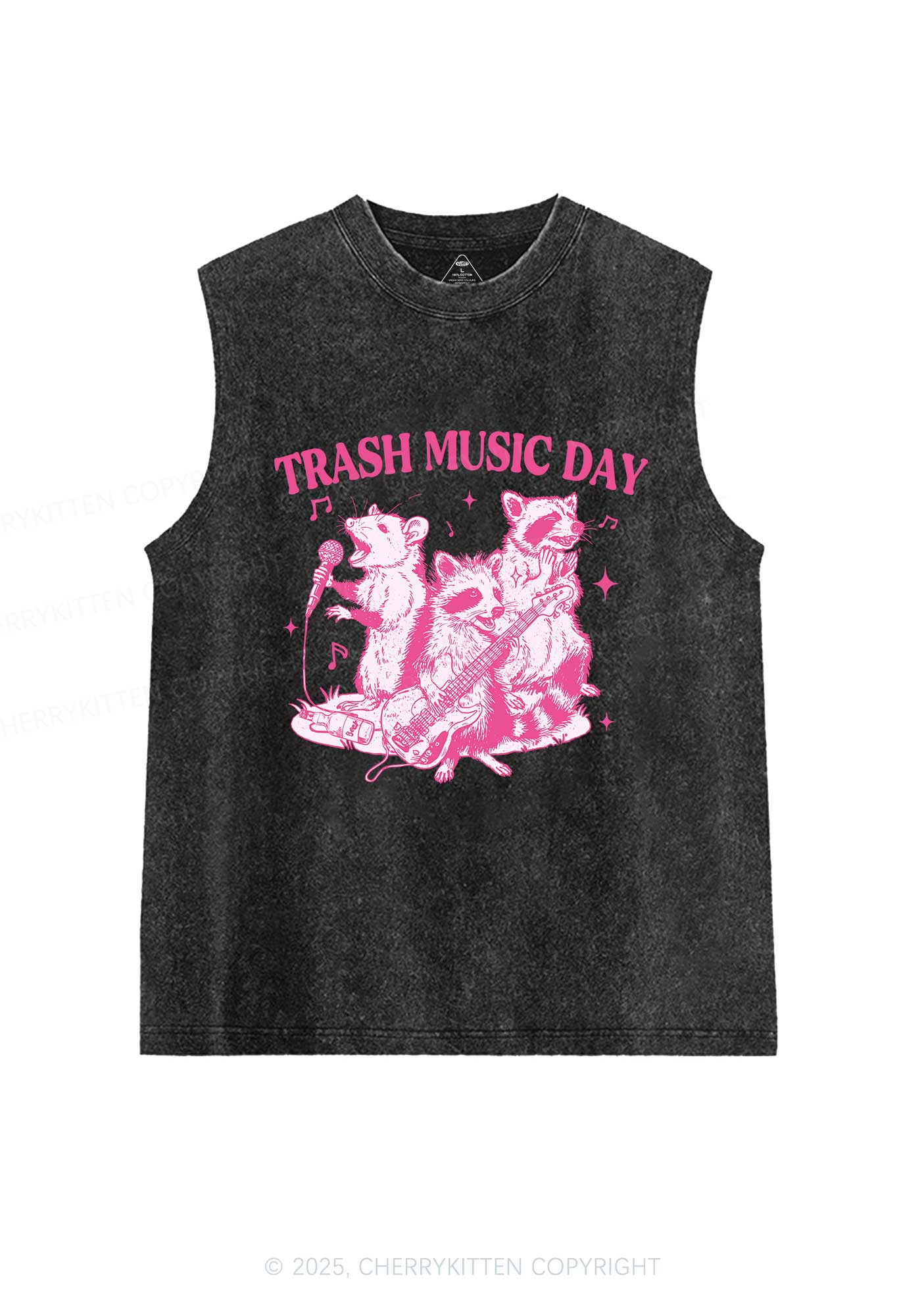 Trash Music Day Y2K Washed Muscle Tank Cherrykitten