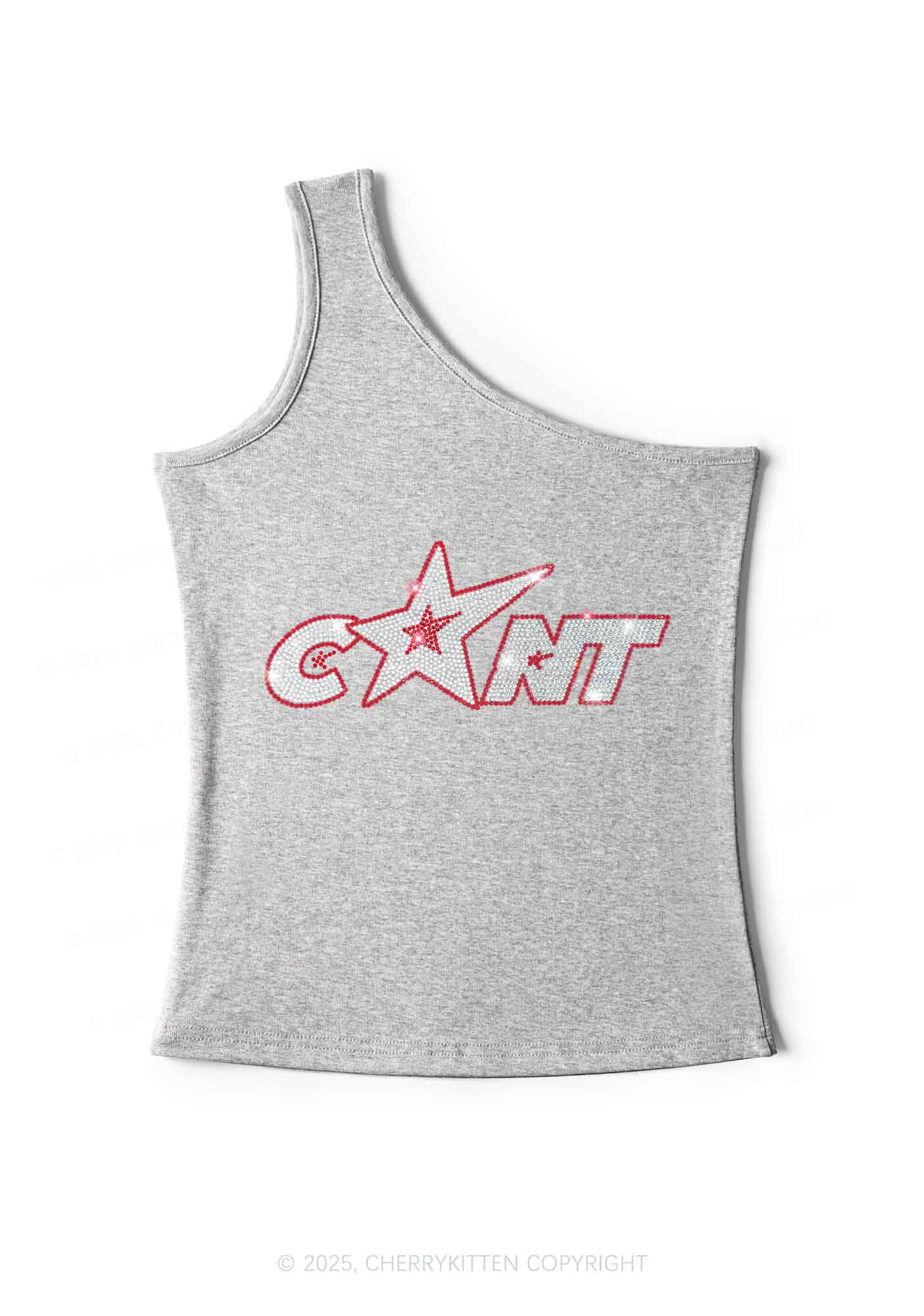 Rhinestone Star Cxxt Y2K One Shoulder Tank Top Cherrykitten
