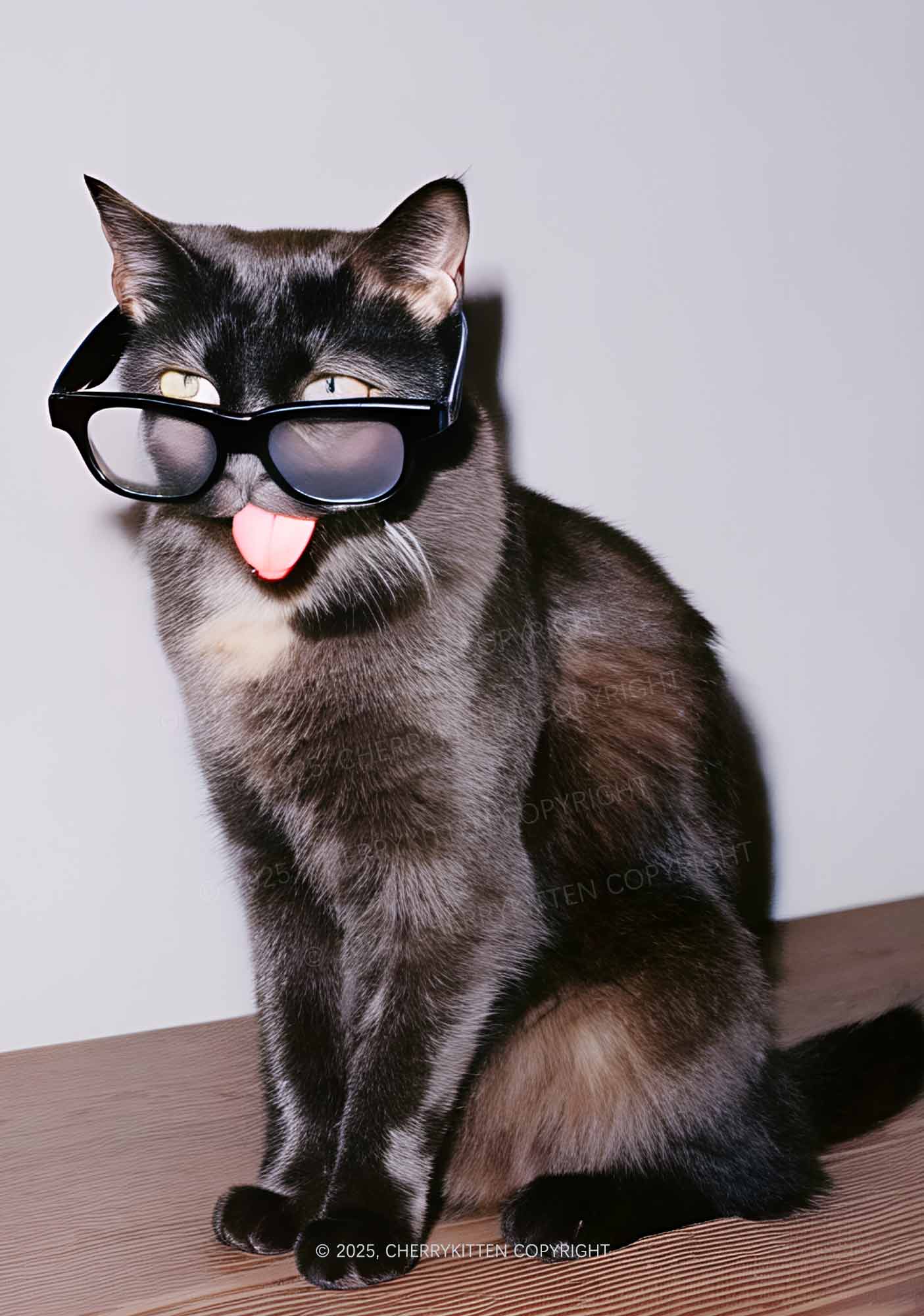 Glasses Cat Y2K Print Midi Skirt Cherrykitten