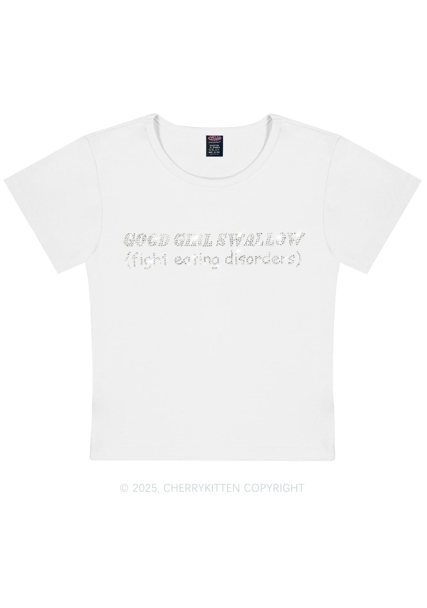Rhinestone Good Girls Swallow Y2K Baby Tee Cherrykitten