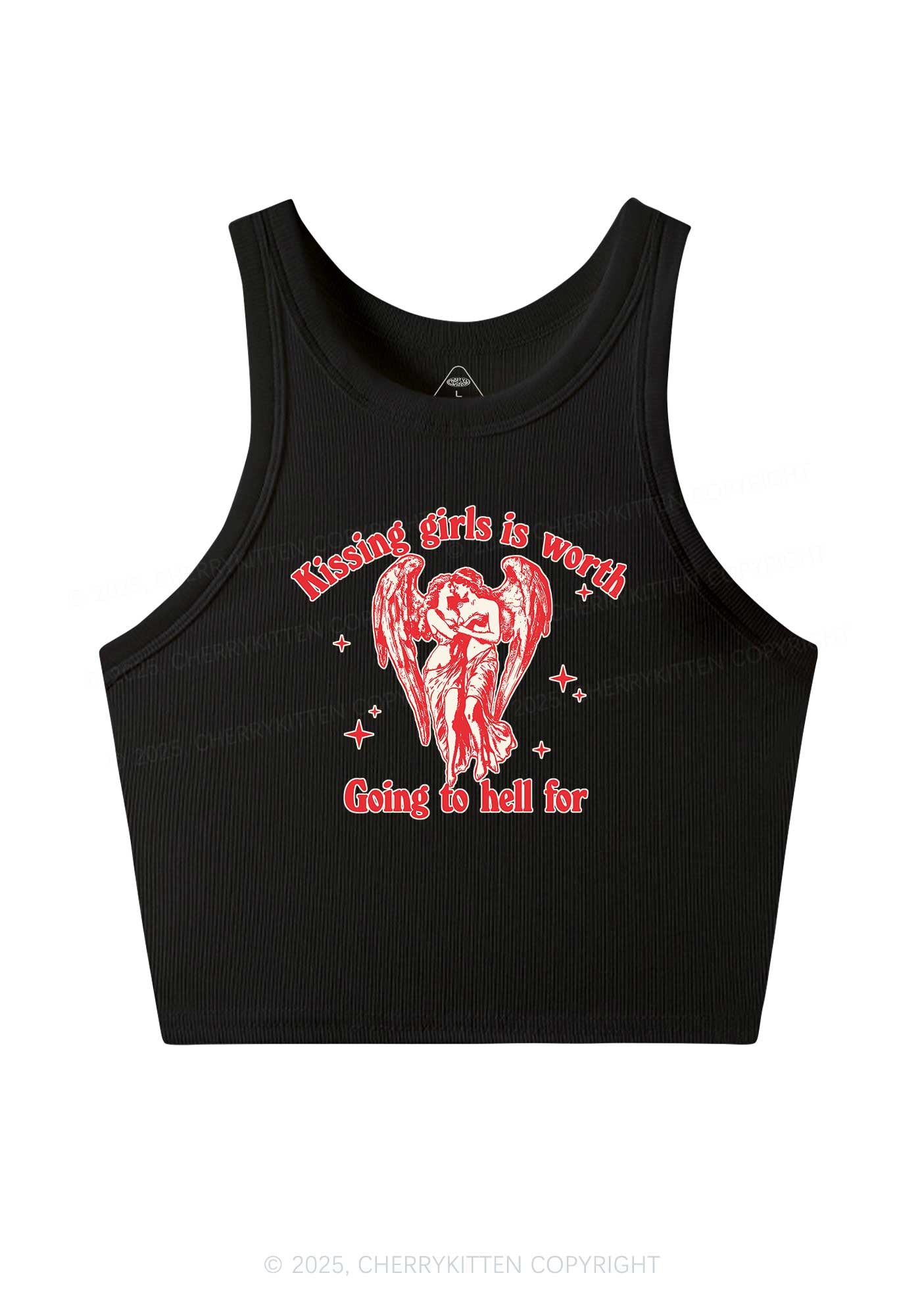 Kissing Girls To Hell Pride Y2K Crop Tank Top Cherrykitten
