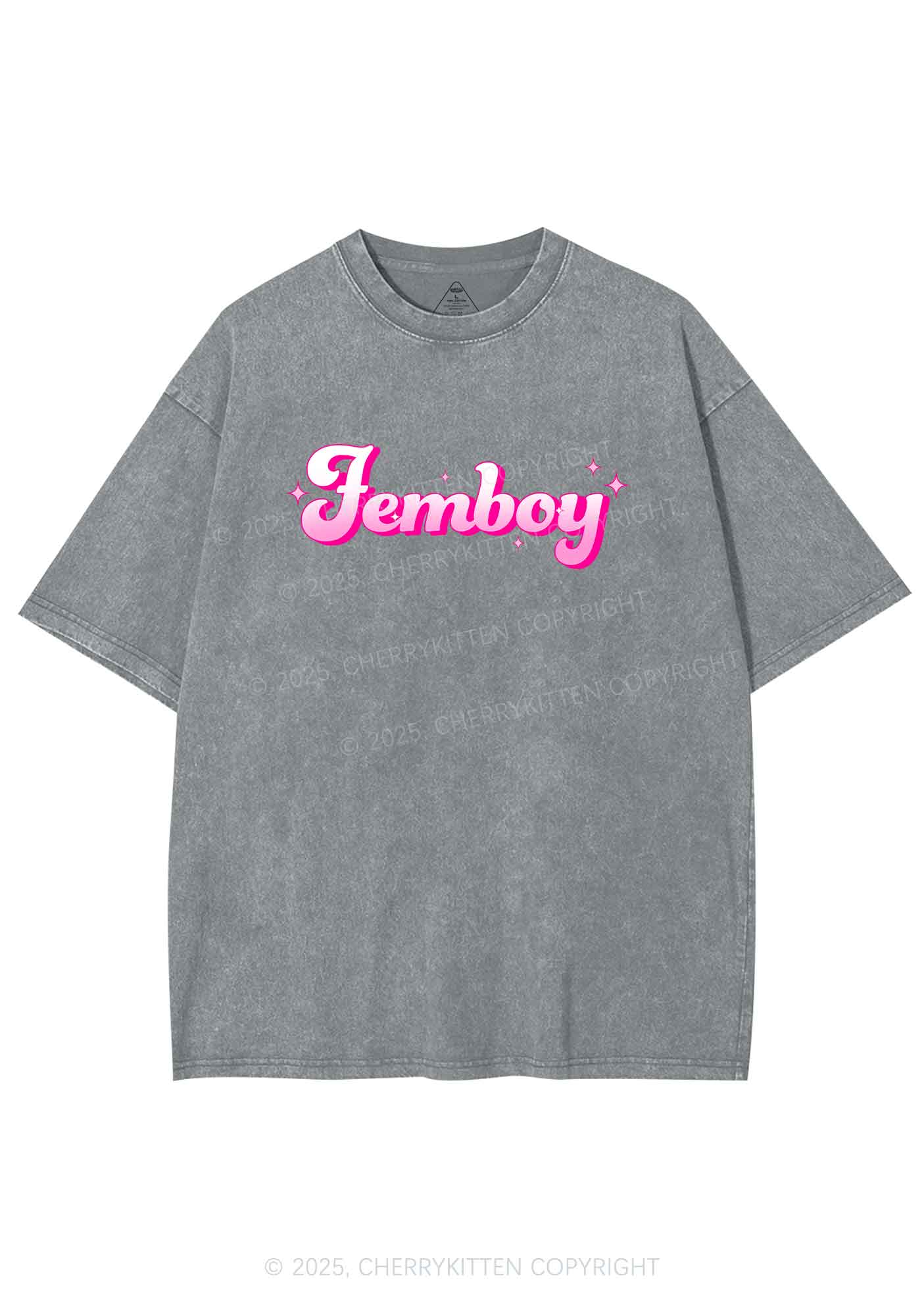 Femboy Pride Y2K Shirts Washed Tee Cherrykitten
