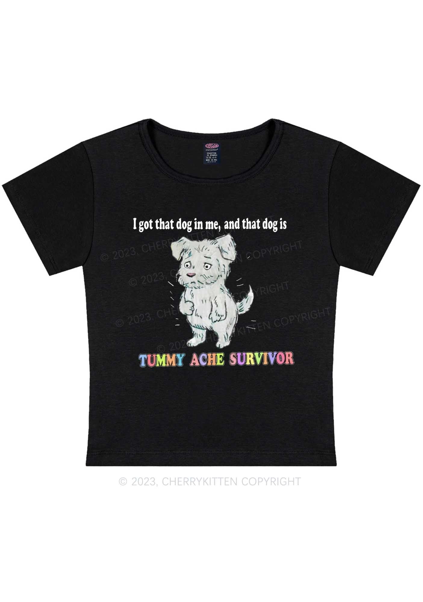 Curvy Tummy Ache Survivor Y2K Baby Tee Cherrykitten