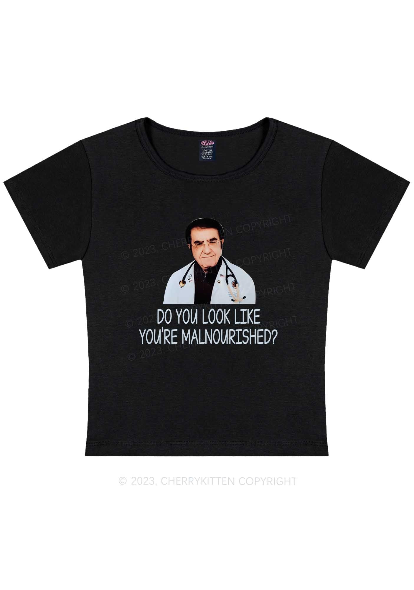 Curvy You're Malnourished Y2K Baby Tee Cherrykitten
