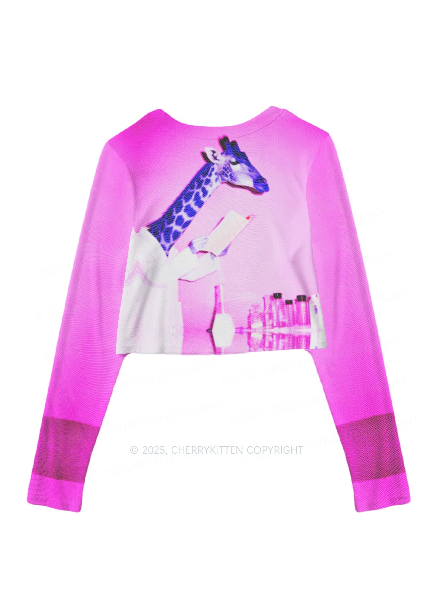 Dr Giraffe Y2K Mesh Long Sleeve Crop Top Cherrykitten