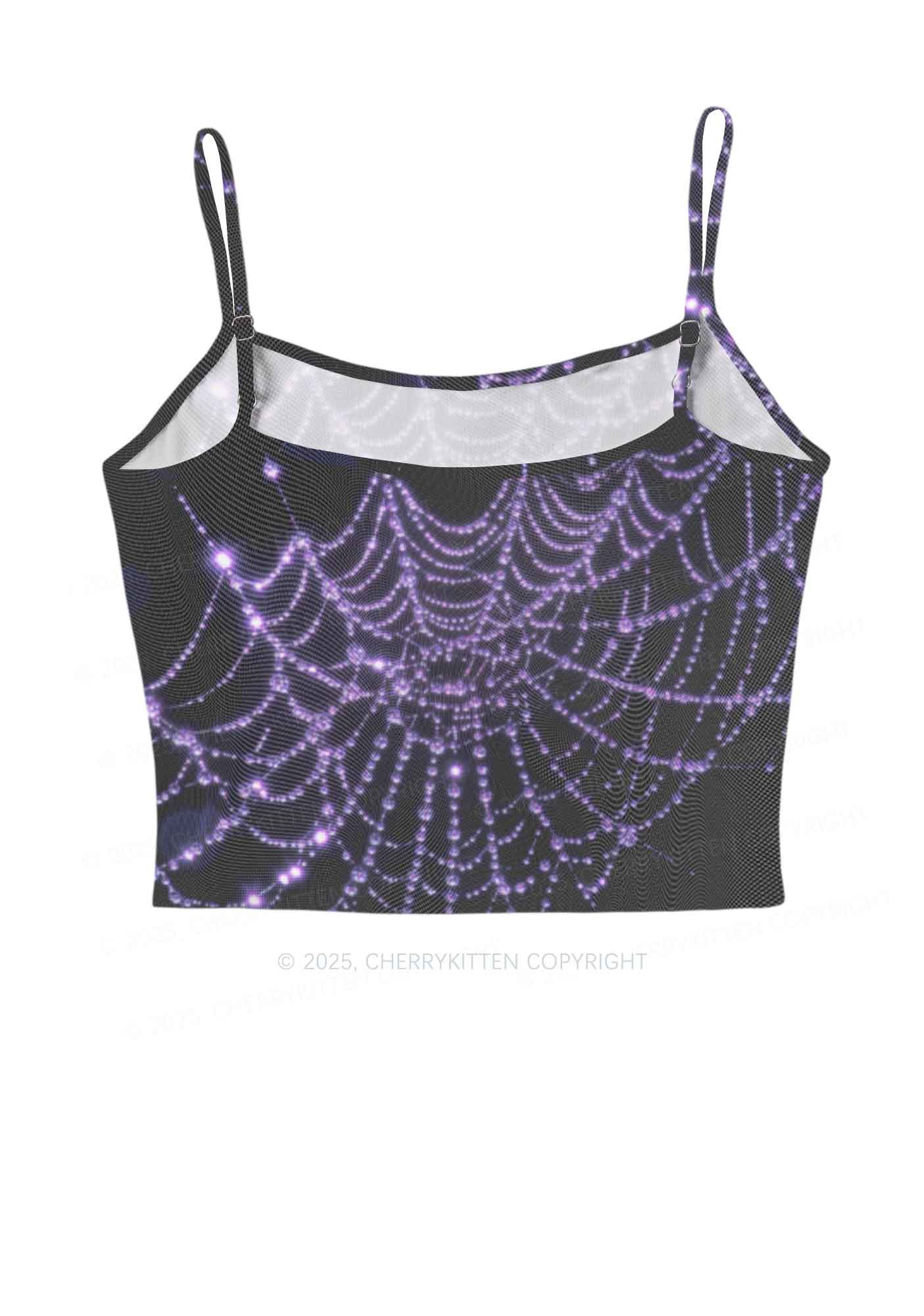Glistening Spiderweb Y2K Mesh Cami Tank Cherrykitten