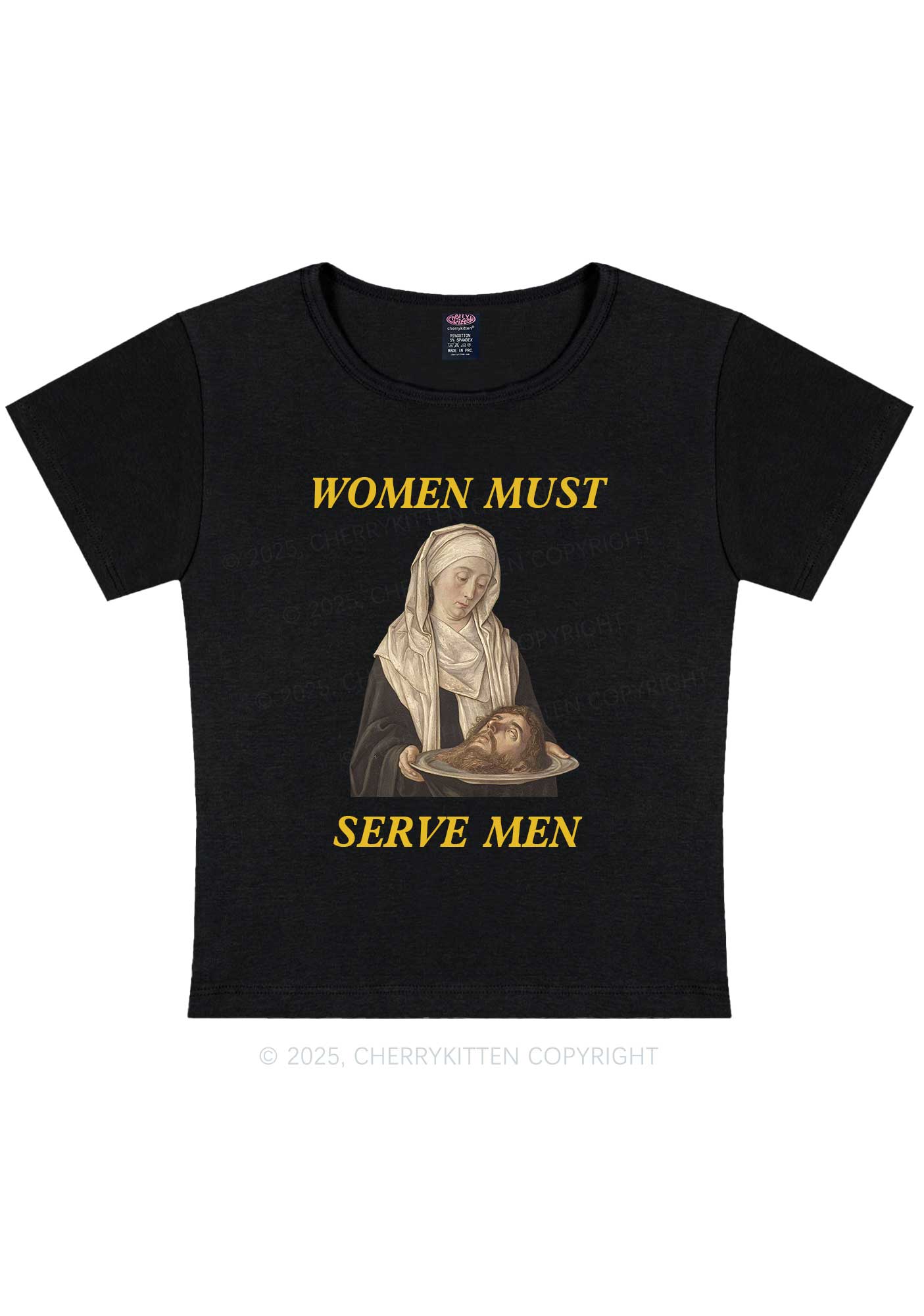 Women Must Serve Men Y2K Baby Tee Cherrykitten