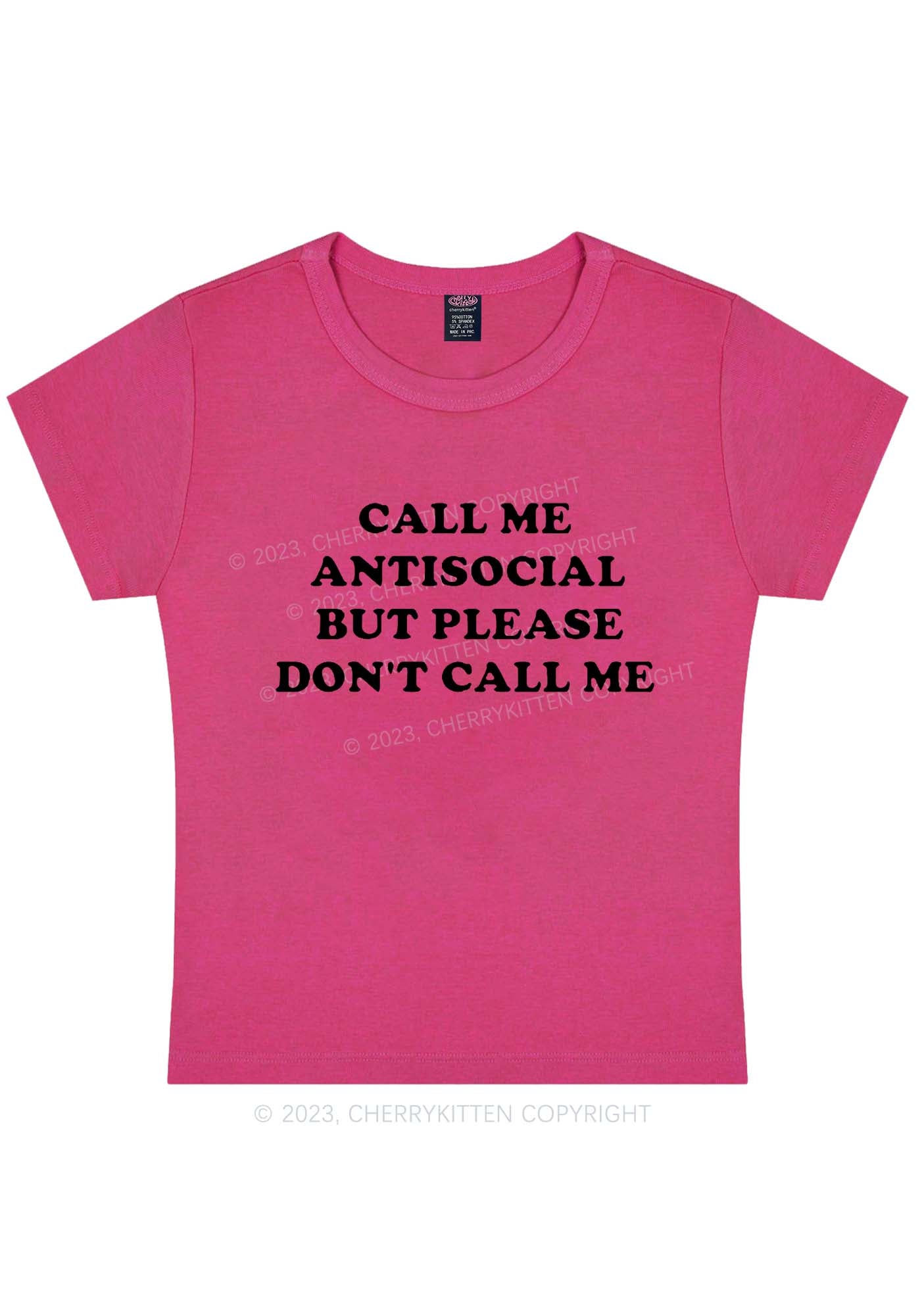 Curvy Call Me Antisocial Y2K Baby Tee Cherrykitten
