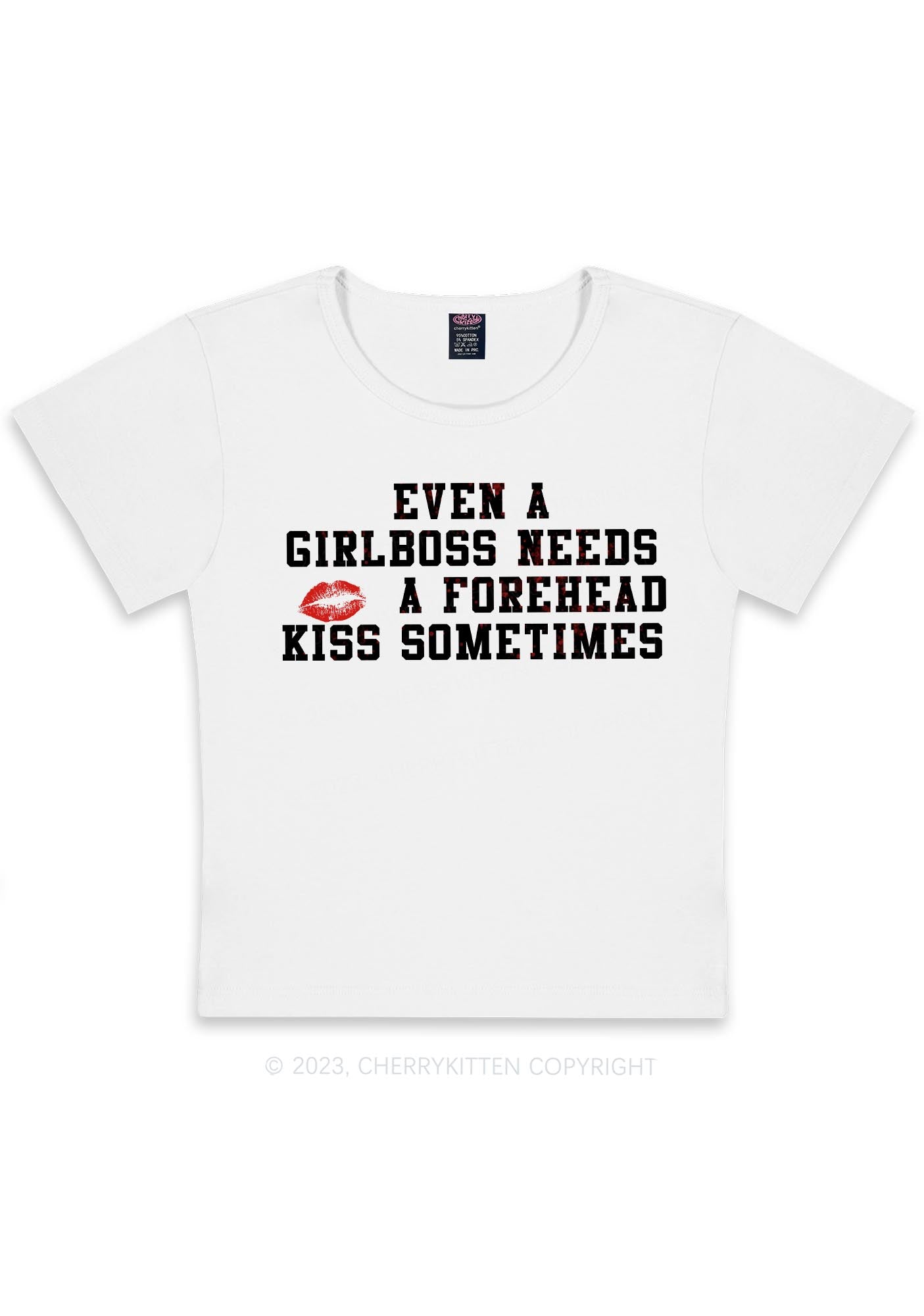Girlboss Needs A Kiss Y2K Baby Tee Cherrykitten
