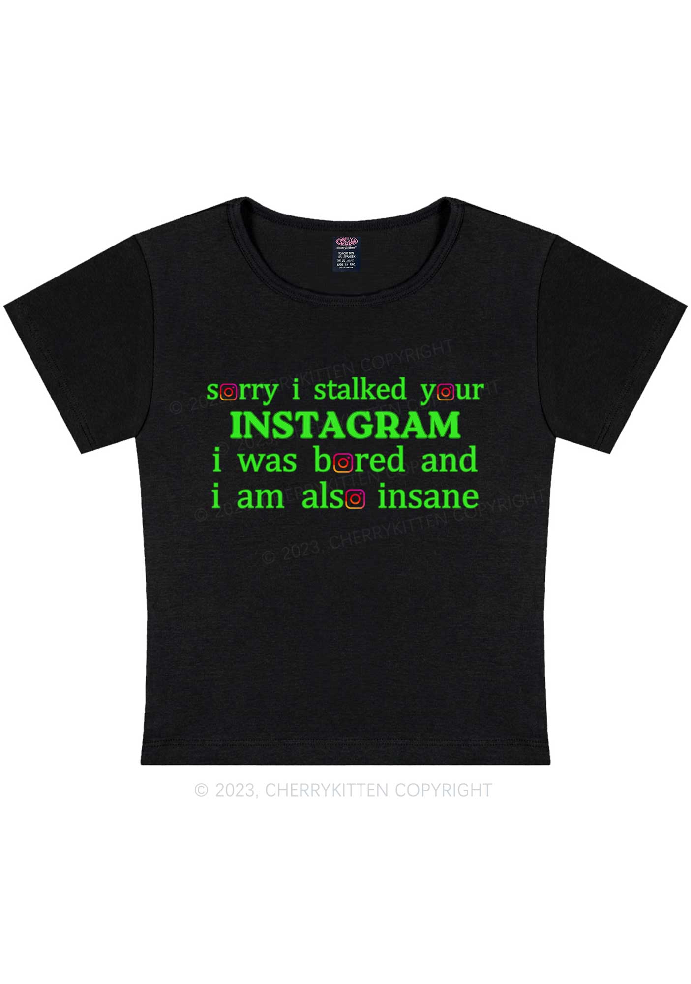 Curvy Bored And Insane Y2K Baby Tee Cherrykitten