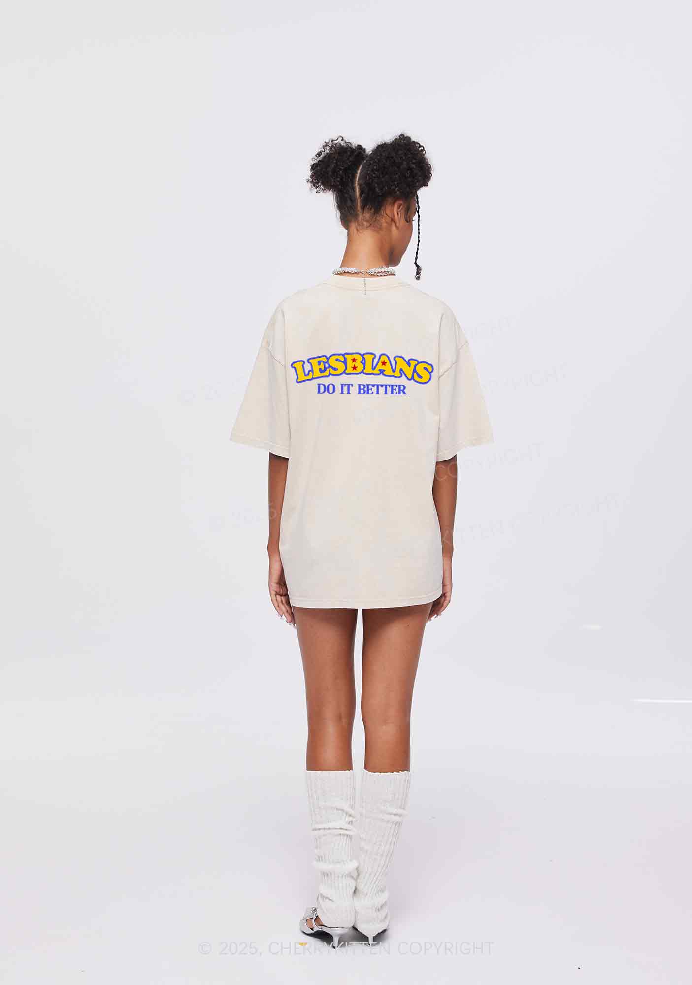 Lesbians Do It Better Two Sides Y2K Shirts Washed Tee Cherrykitten