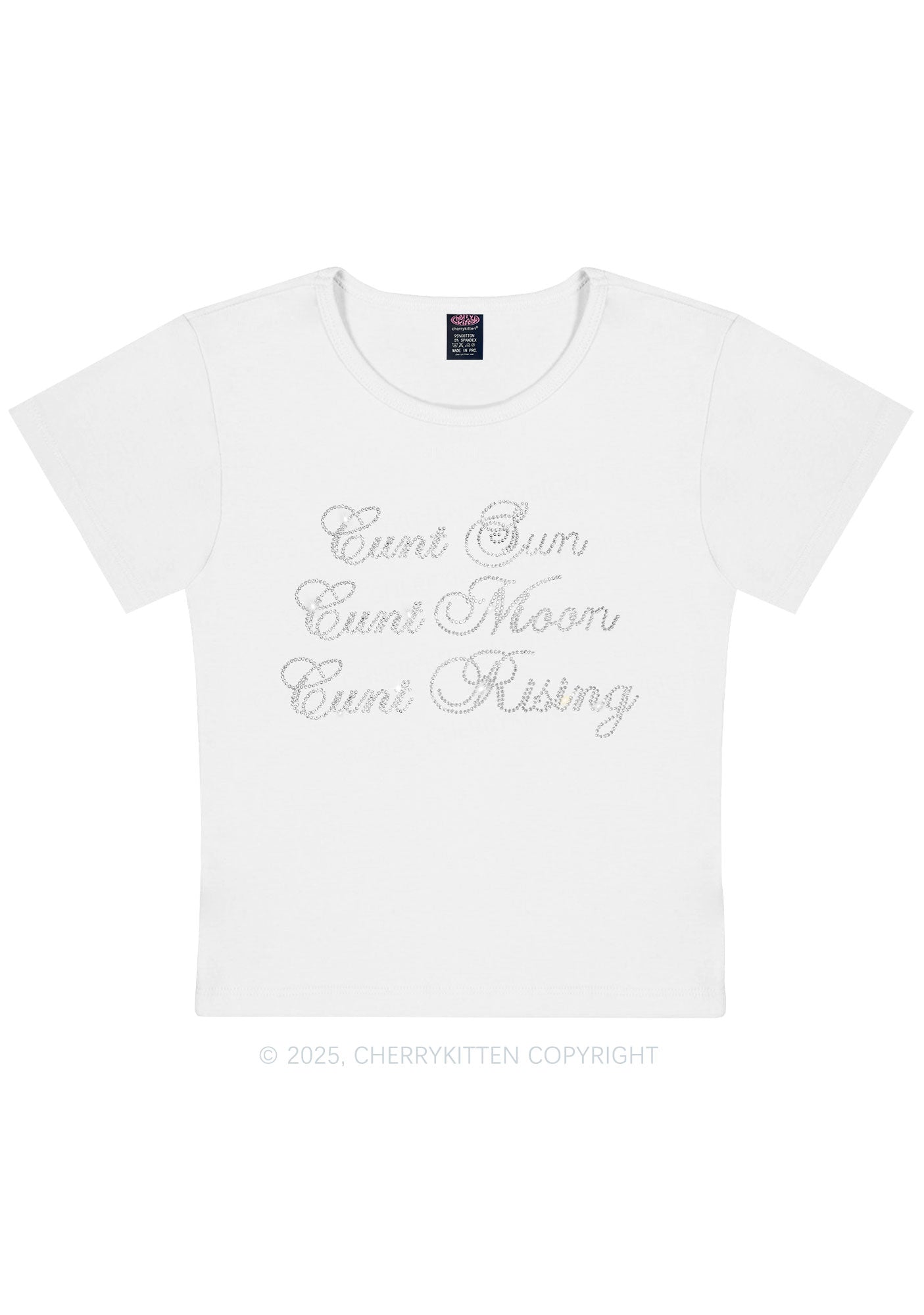 Rhinestone Sun Moon Rising Y2K Baby Tee Cherrykitten