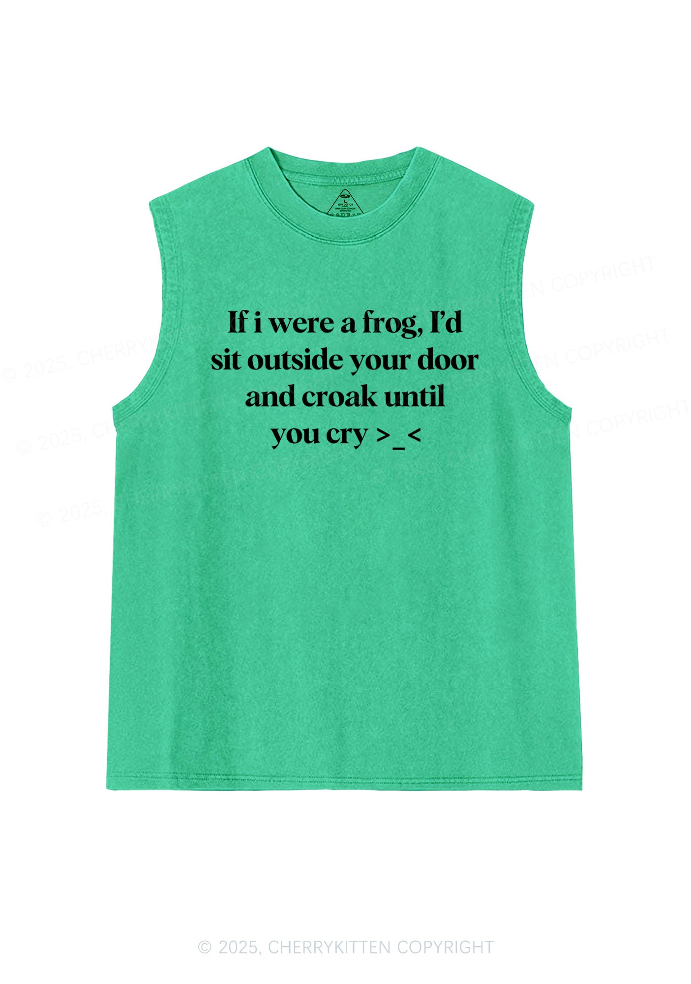 Frog Croak Y2K Washed Muscle Tank Cherrykitten