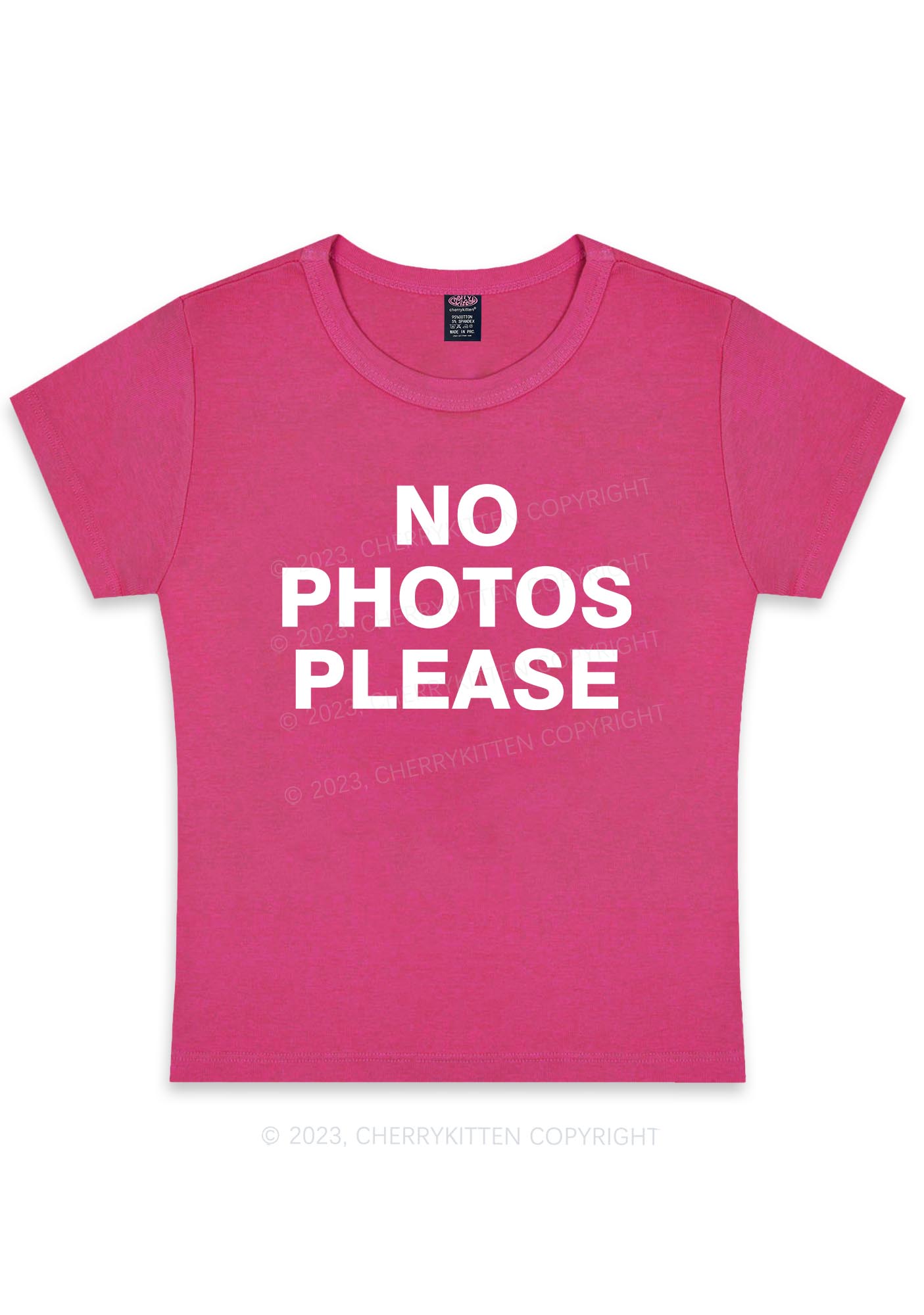 Curvy No Photos Please Y2K Baby Tee Cherrykitten