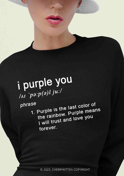 I Purple You Meaning Bangtan Kpop Y2K Sweatshirt Cherrykitten