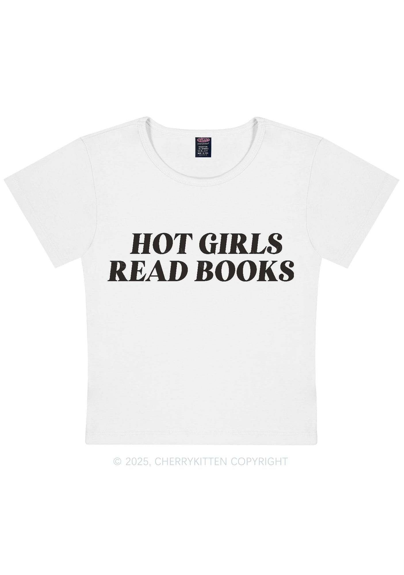 Hot Girls Read Books Y2K Baby Tee Cherrykitten