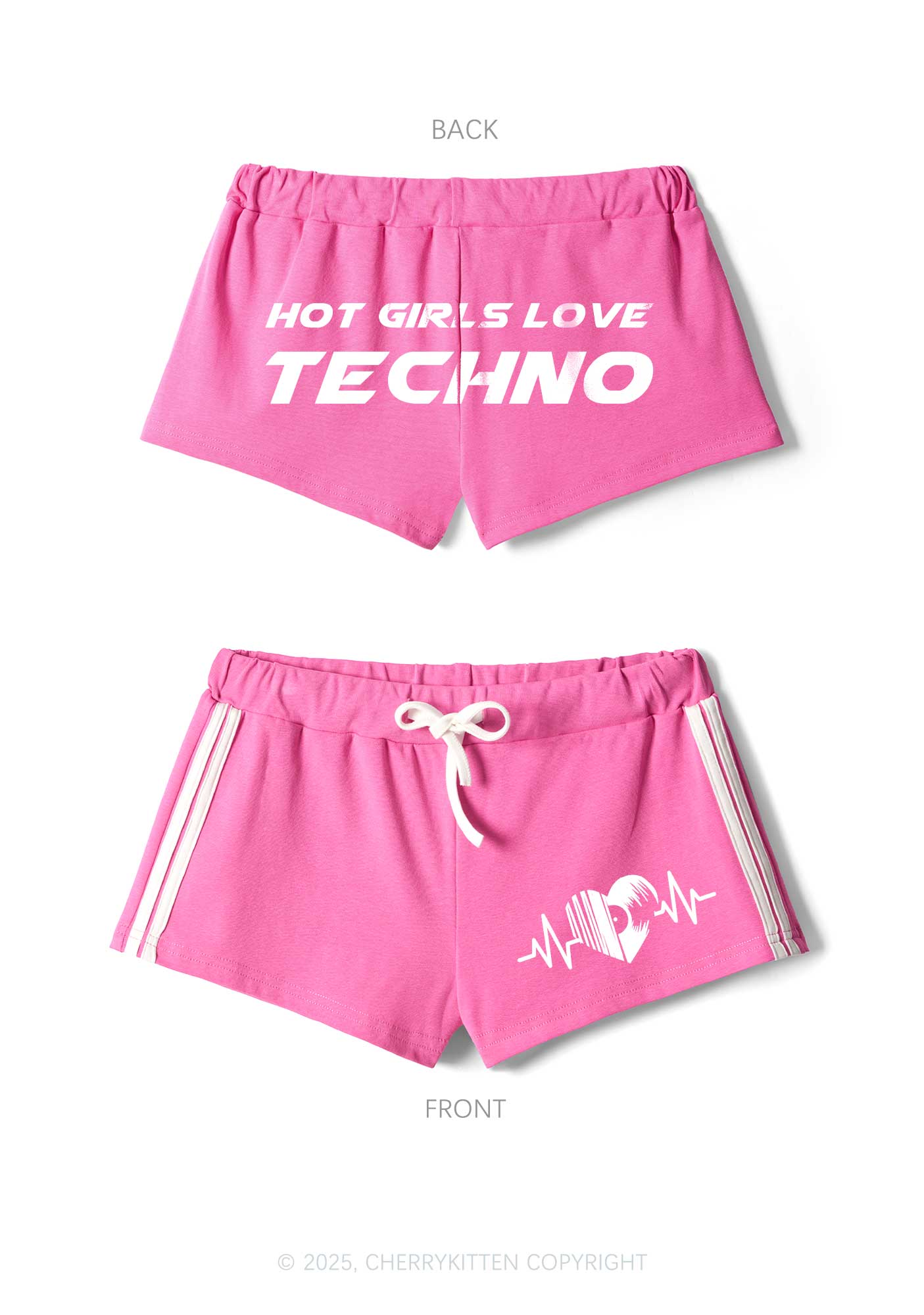 Hot Girls Love Techno Y2K Drawstring Mini Shorts Cherrykitten