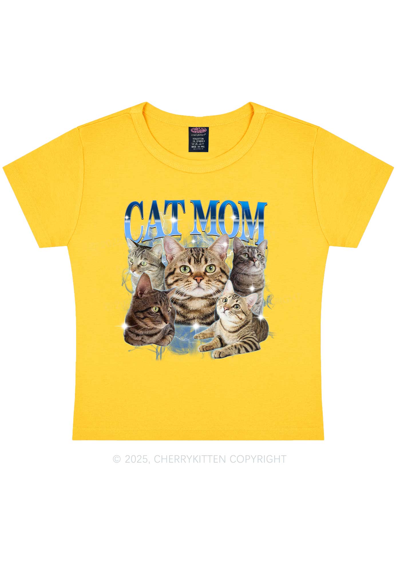 Custom Photo Cat Mom Y2K Baby Tee Cherrykitten
