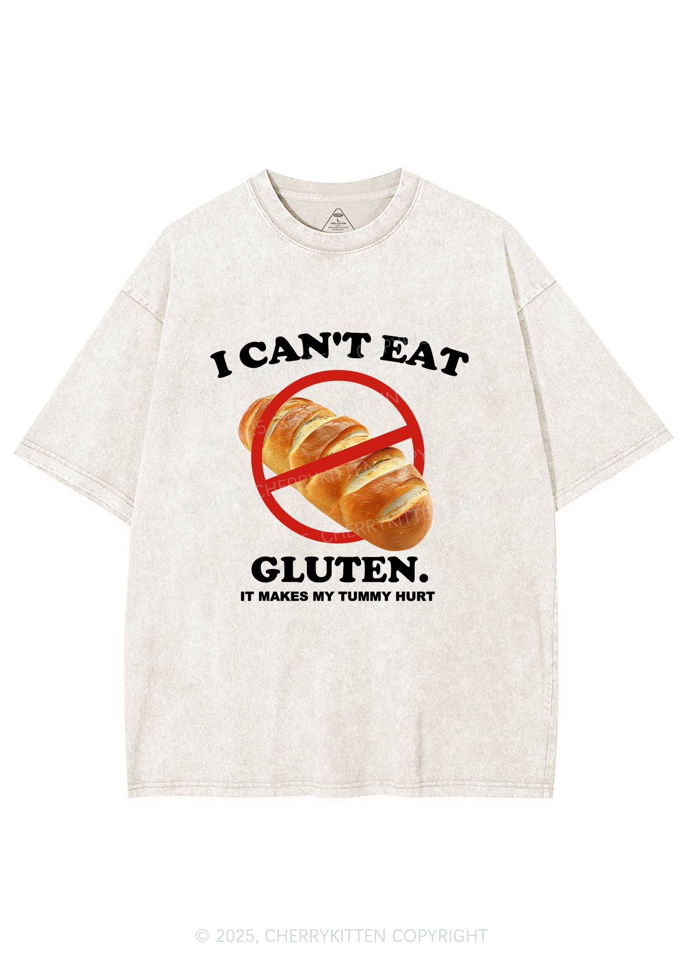 I Cant Eat Gluten Y2K Shirts Washed Tee Cherrykitten