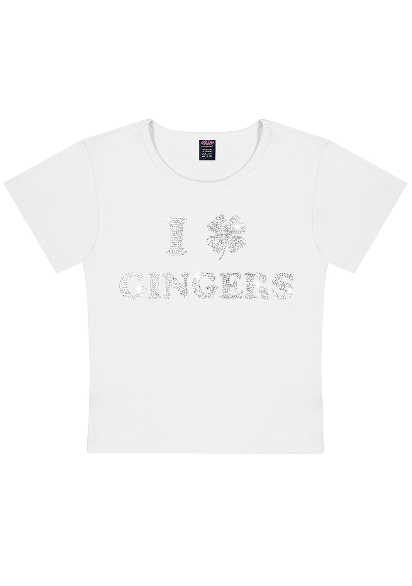 Rhinestone I Love Gingers St Patricks Y2K Baby Tee Cherrykitten