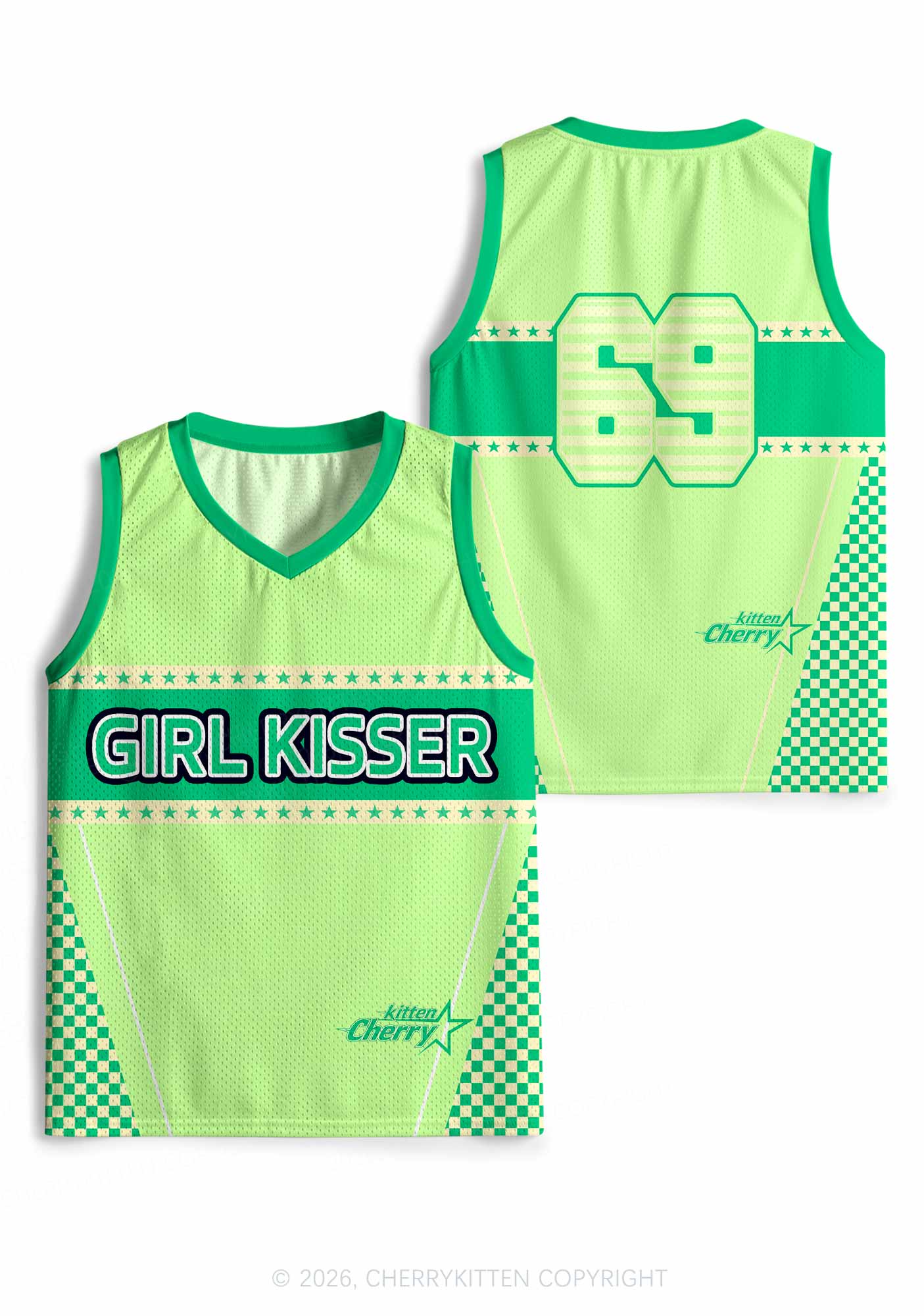 Green Girl Kisser Pride Y2K Sport Jersey Tank Cherrykitten