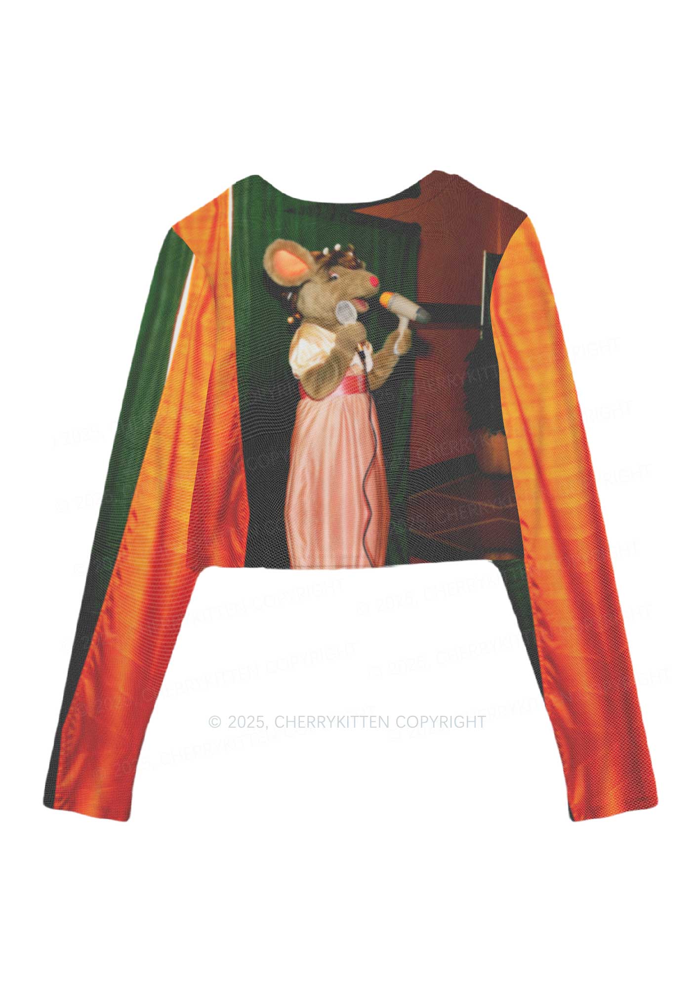 Mic Pink Dress Ratz Y2K Mesh Long Sleeve Crop Top Cherrykitten
