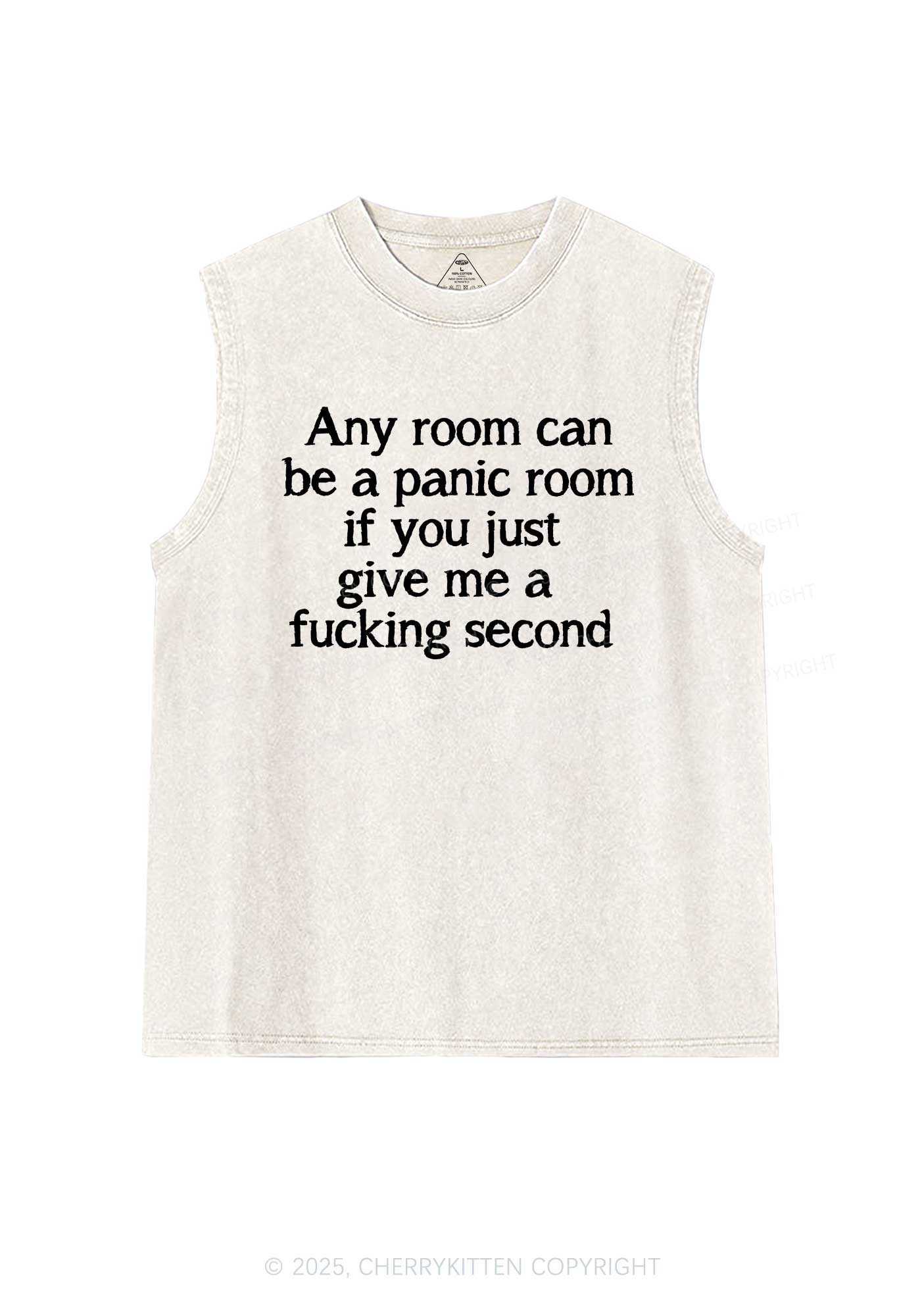 Any Room Can Be Panic Y2K Washed Muscle Tank Cherrykitten