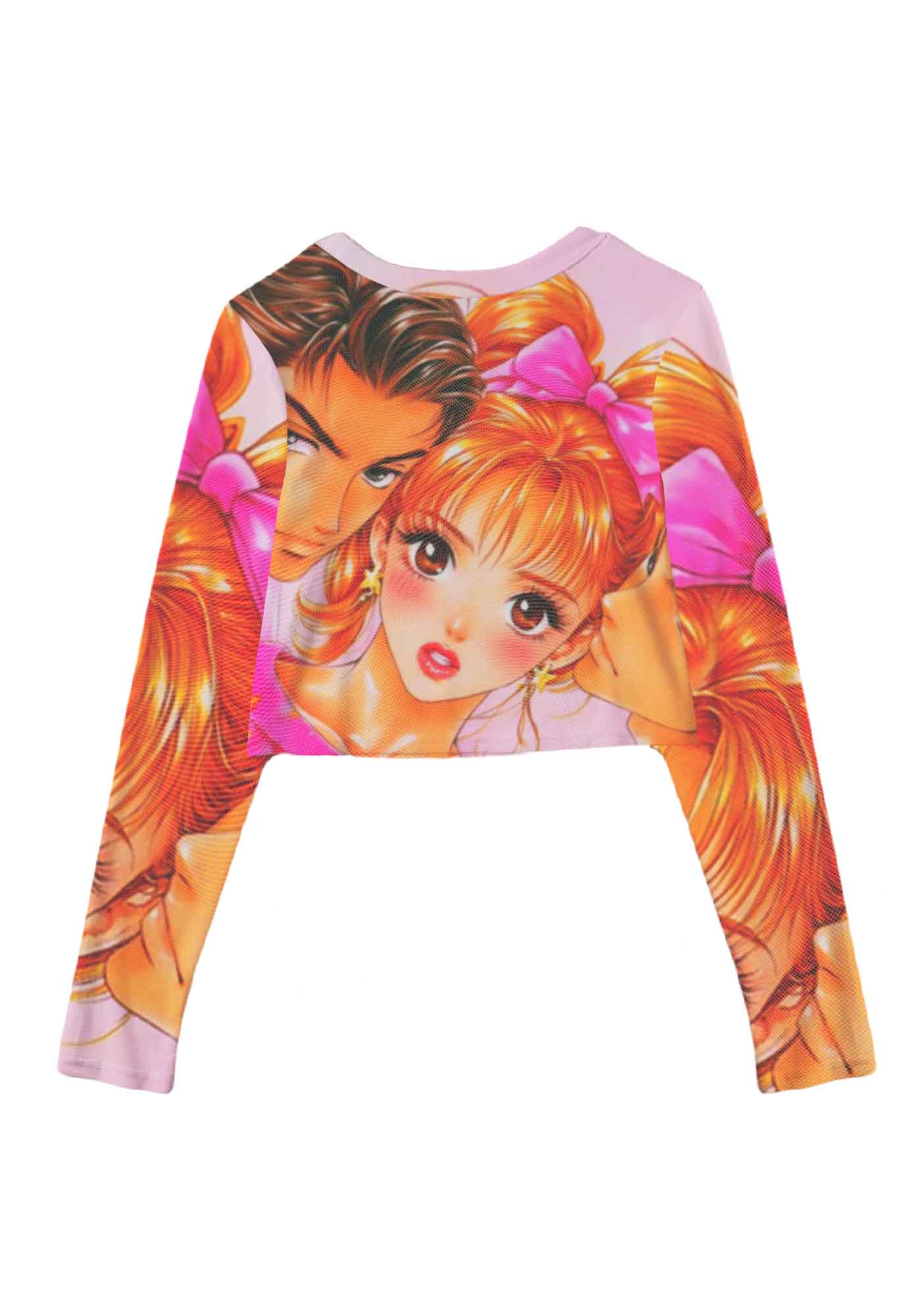 Love Triangle Y2K Mesh Long Sleeve Crop Top Cherrykitten