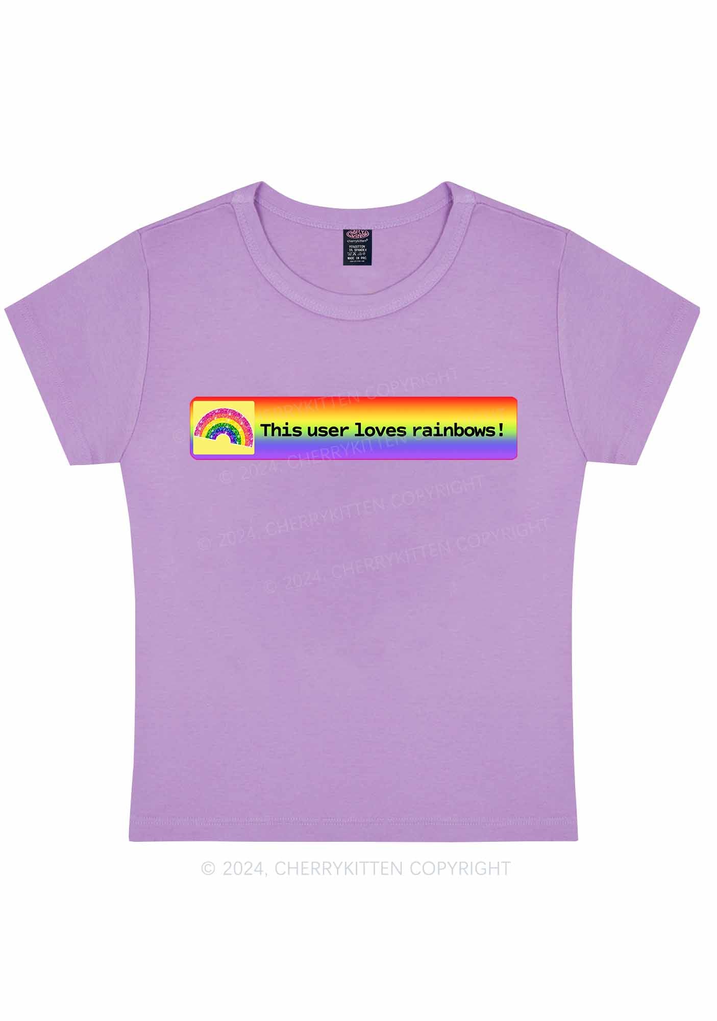 This User Loves Rainbows Y2K Baby Tee Cherrykitten