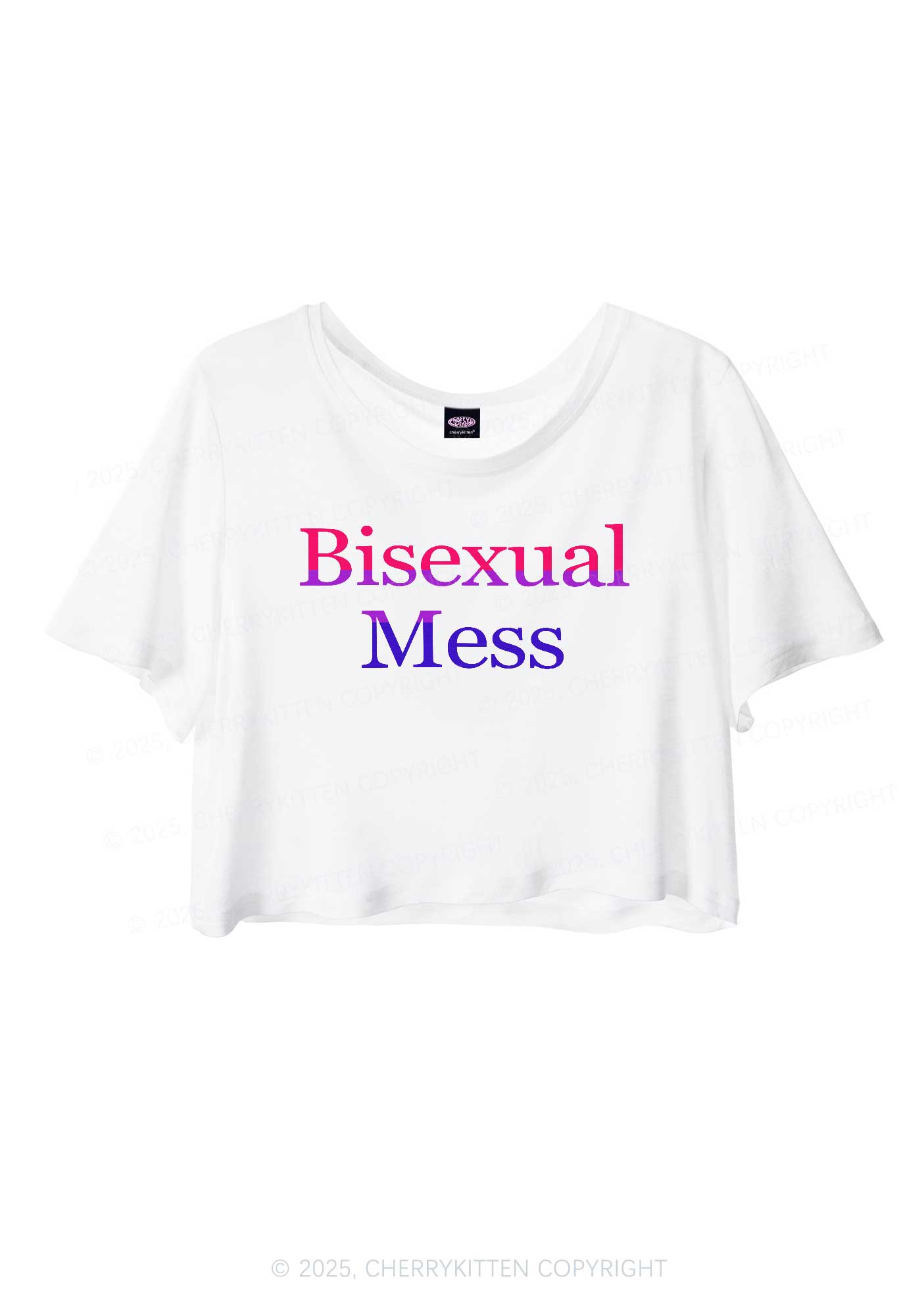 Bisexual Mess Pride Y2K Sheer Crop Tee Cherrykitten