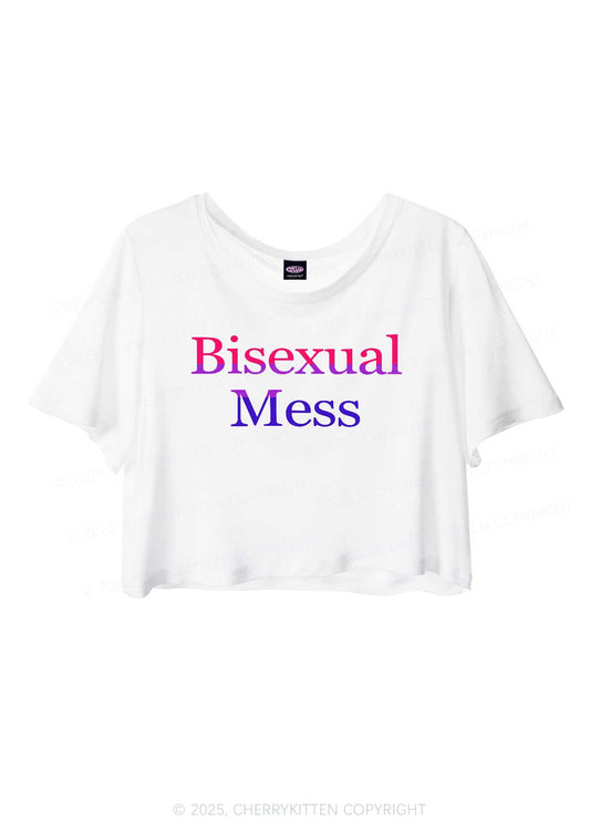 Bisexual Mess Pride Y2K Sheer Crop Tee Cherrykitten