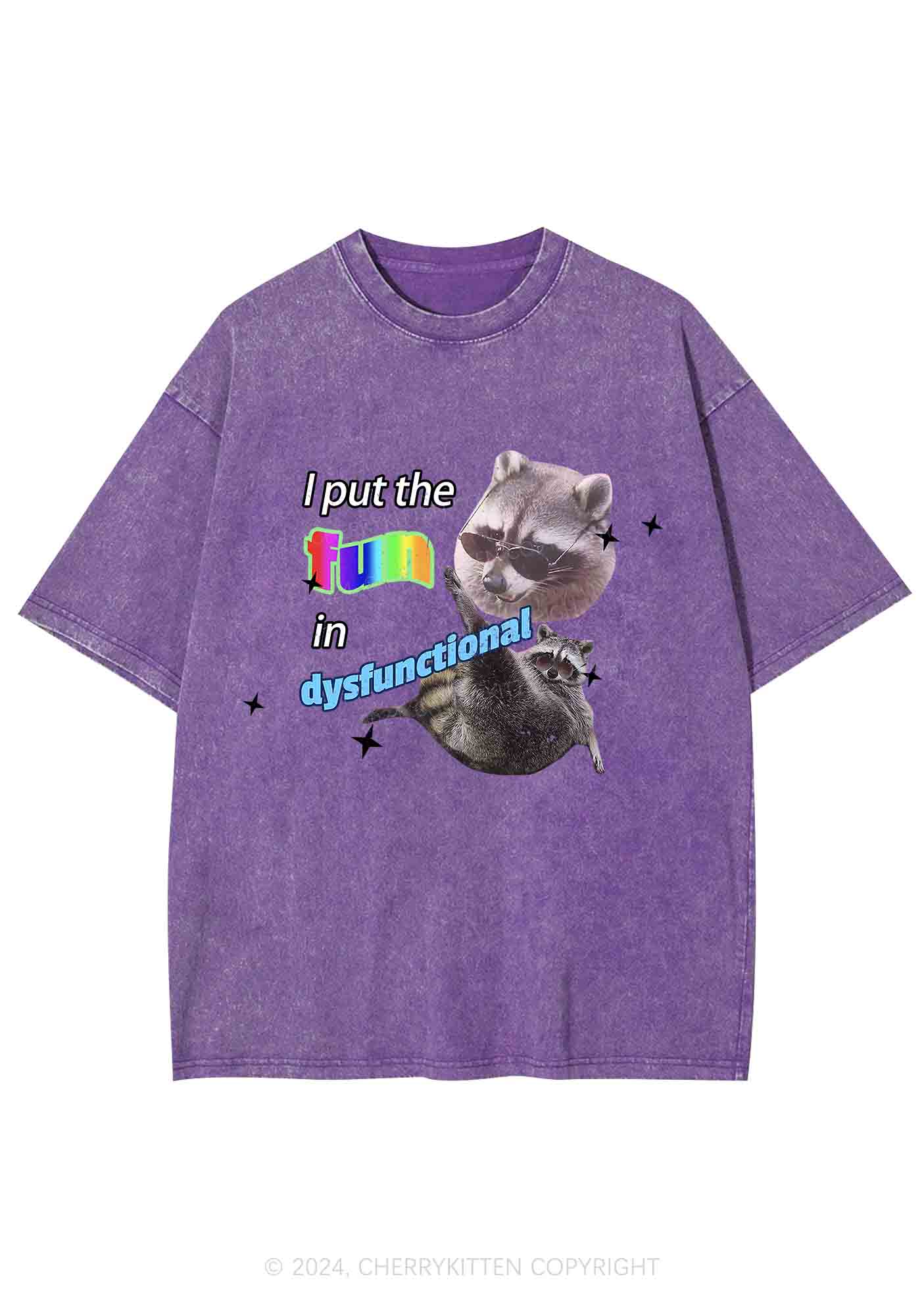 I Put The Fun In Dysfunctional Y2K Washed Tee Cherrykitten