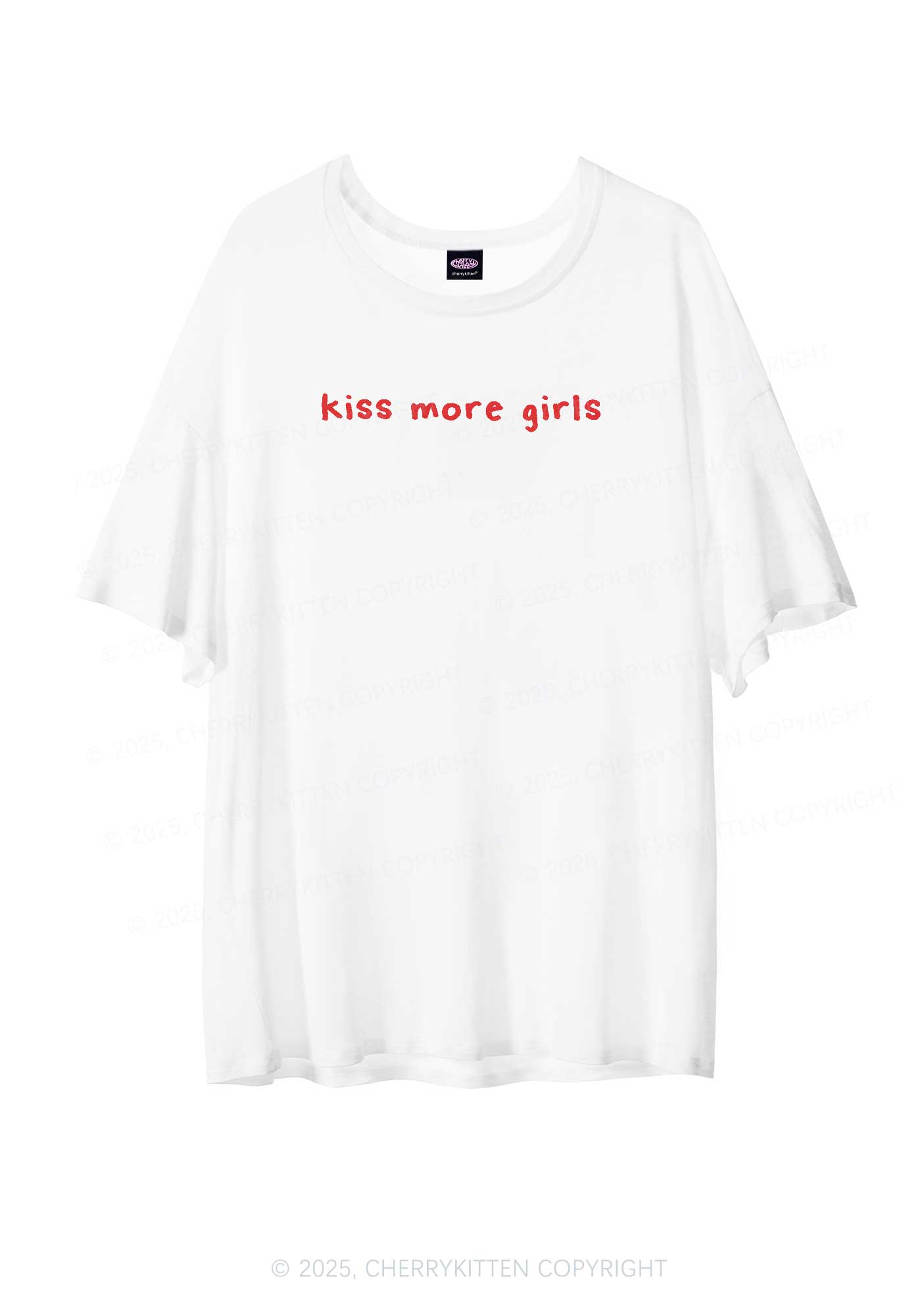 Kiss More Girls Pride Y2K Sheer Boyfriend Tee Cherrykitten