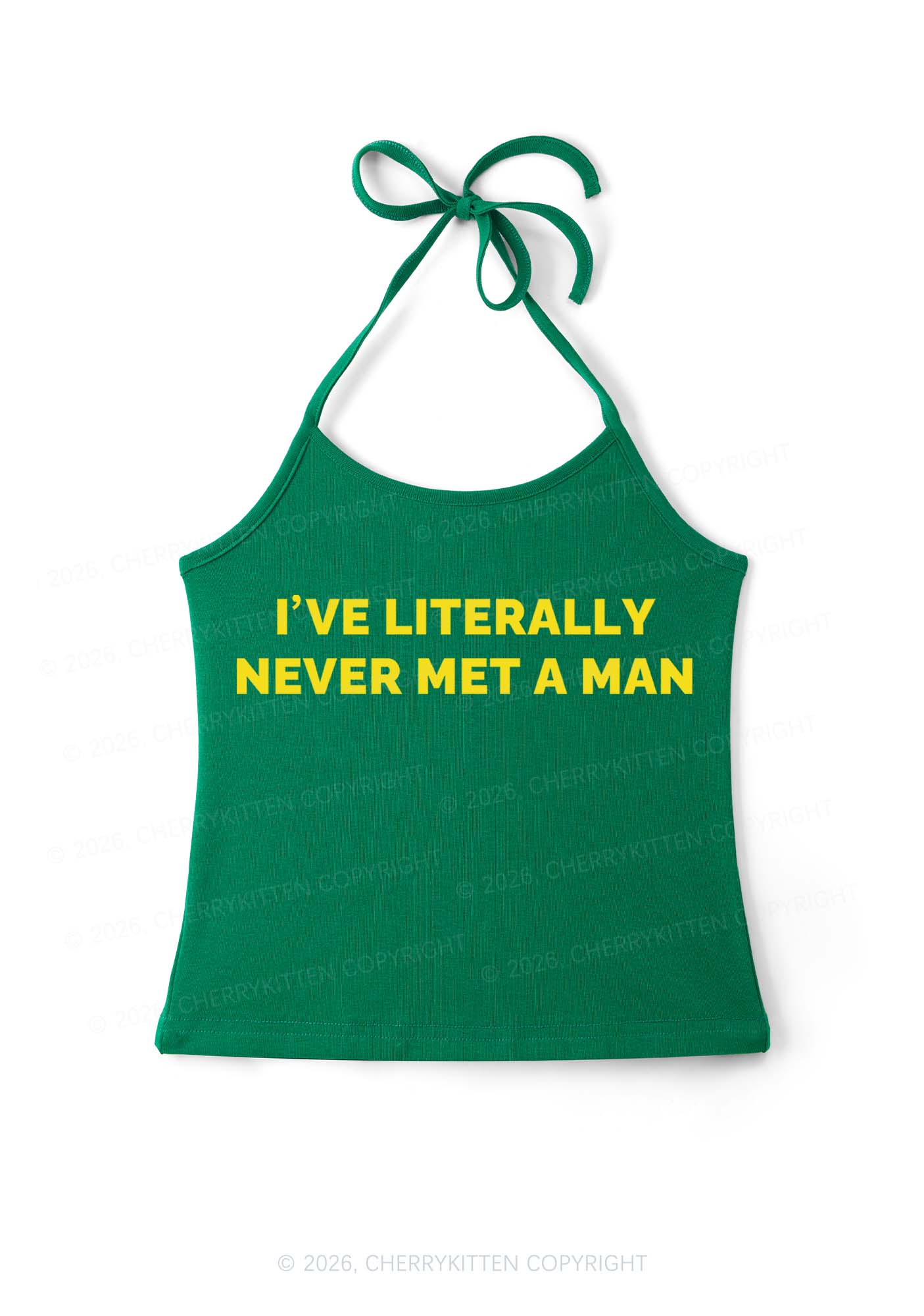 Never Met A Man Pirde Y2K Halter Neck Cami Cherrykitten