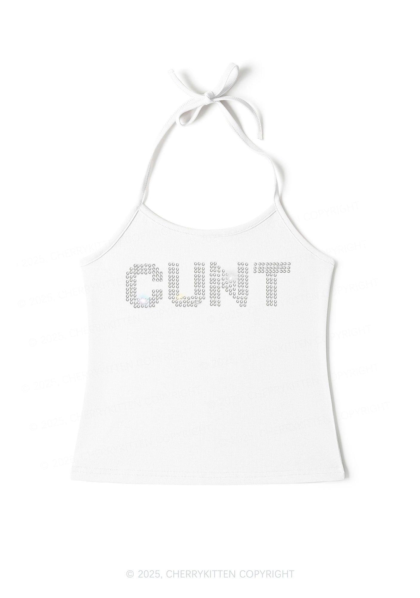 Rhinestone Cxxt Y2K Halter Neck Cami Cherrykitten