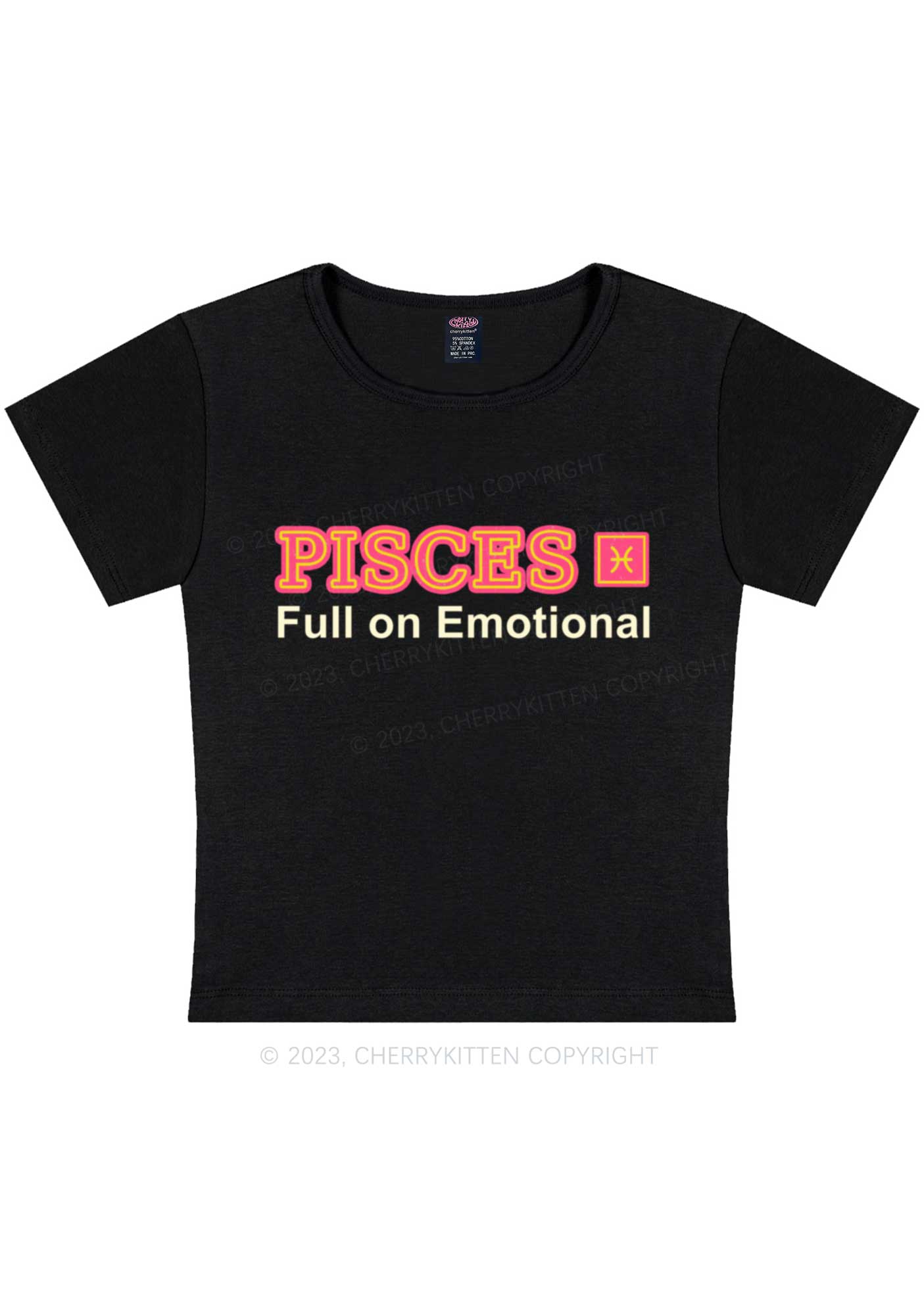 Curvy Pisces Full On Emotional Y2K Baby Tee Cherrykitten