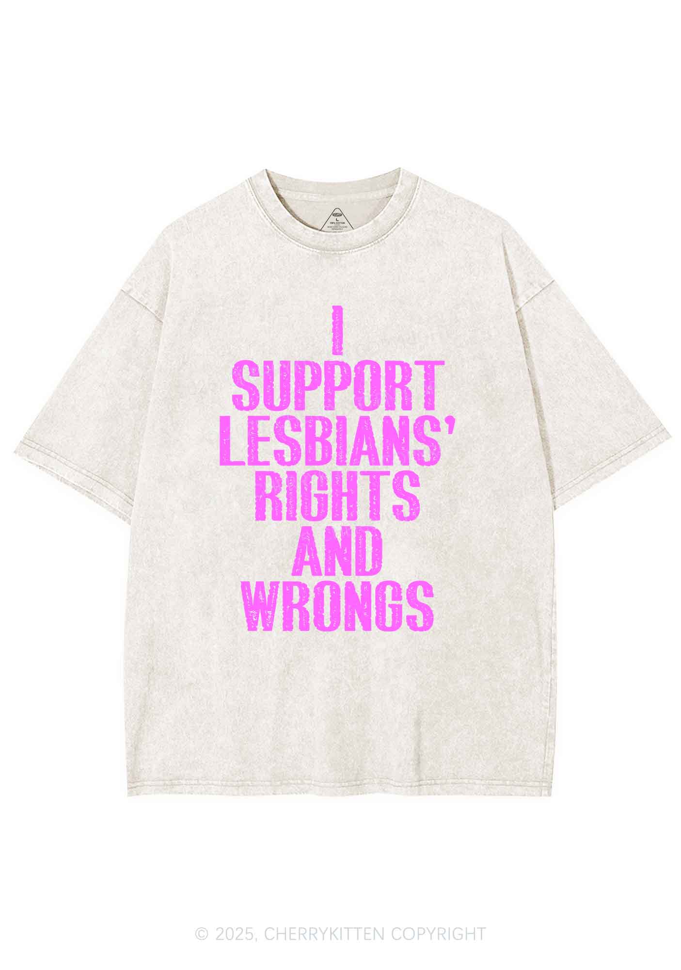 Support Lesbians Rights Pride Y2K Shirts Washed Tee Cherrykitten