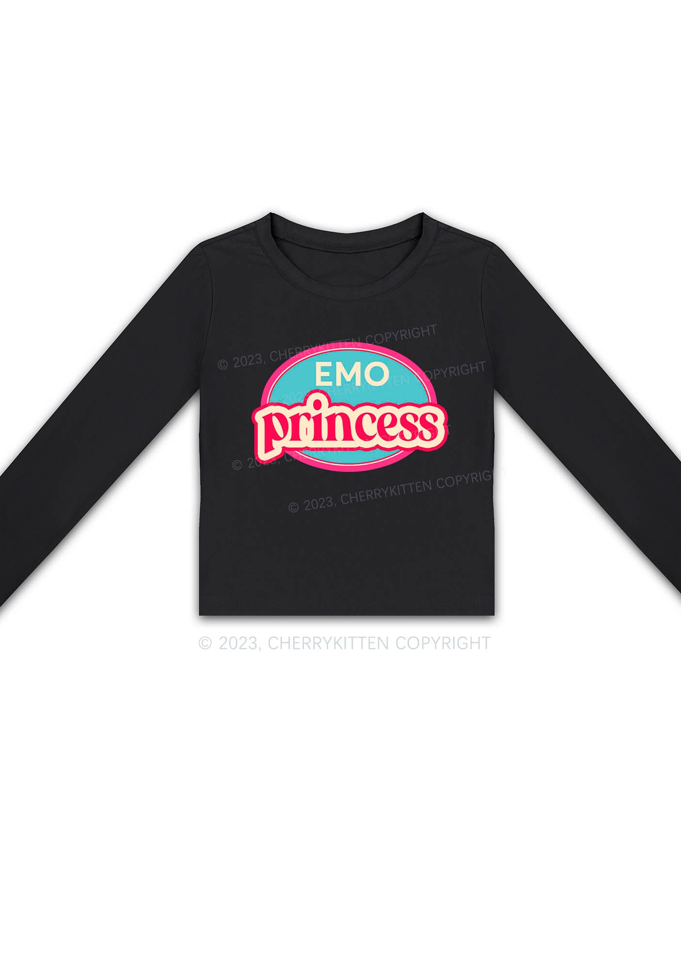Emo Princess Long Sleeve Crop Top Cherrykitten