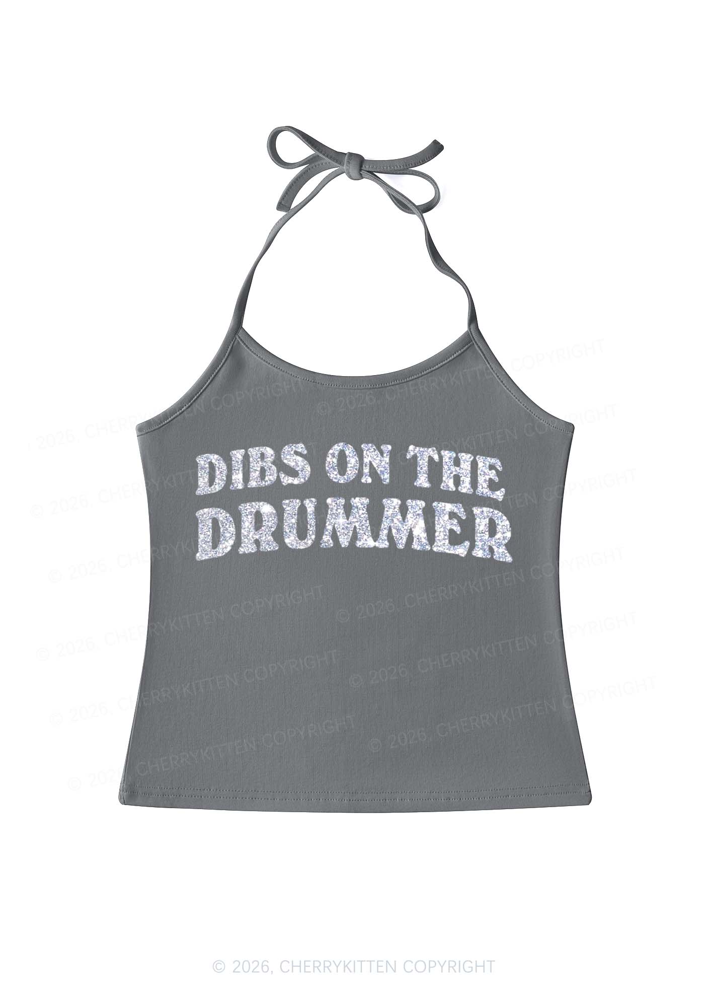 Glitter Dibs On The Drummer Y2K Halter Neck Cami Cherrykitten