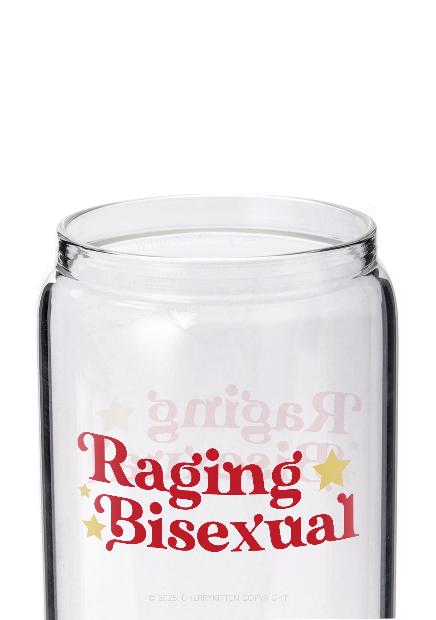 Raging Bisexual Stars Pride Y2K Printed Glass Cup Cherrykitten