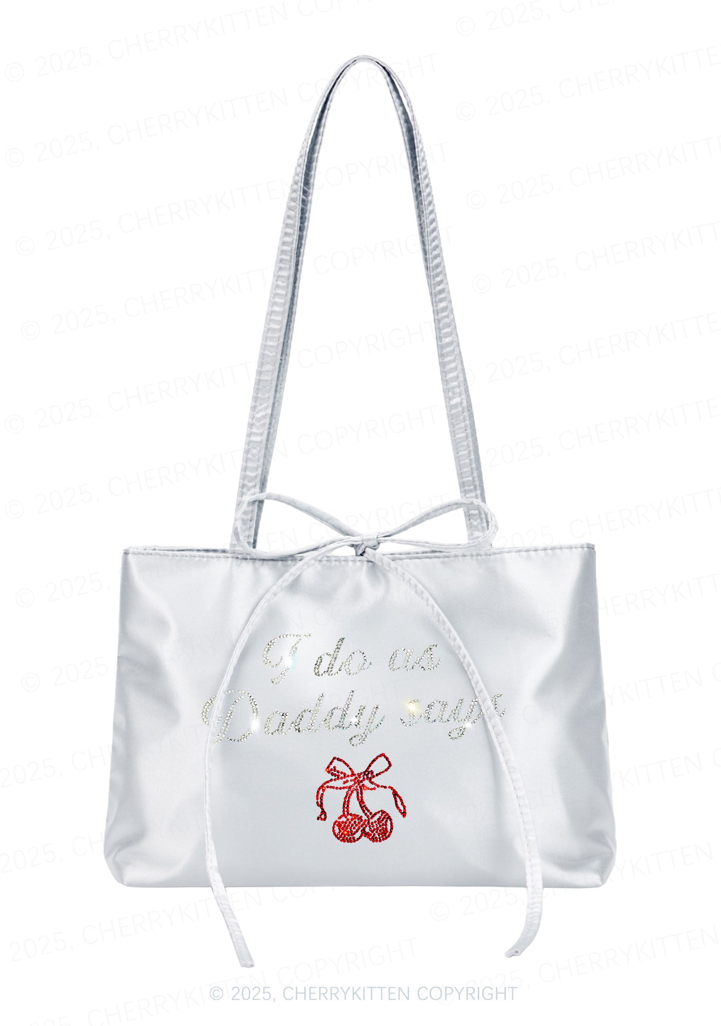 Rhinestone I Do As Daddy Says Y2K Satin Bags Cherrykitten
