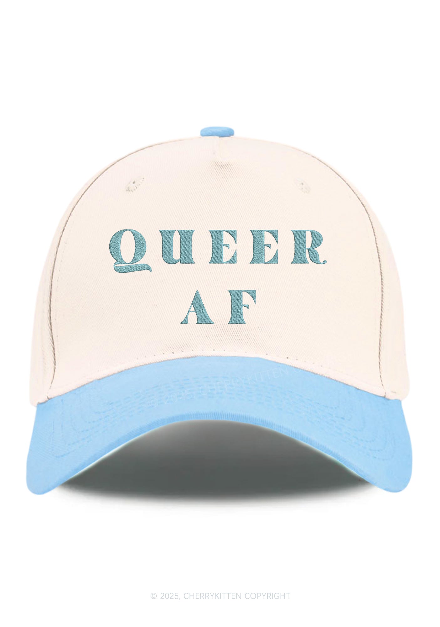 Embroidered Queer AF Pride Y2K Color Block Baseball Cap Cherrykitten