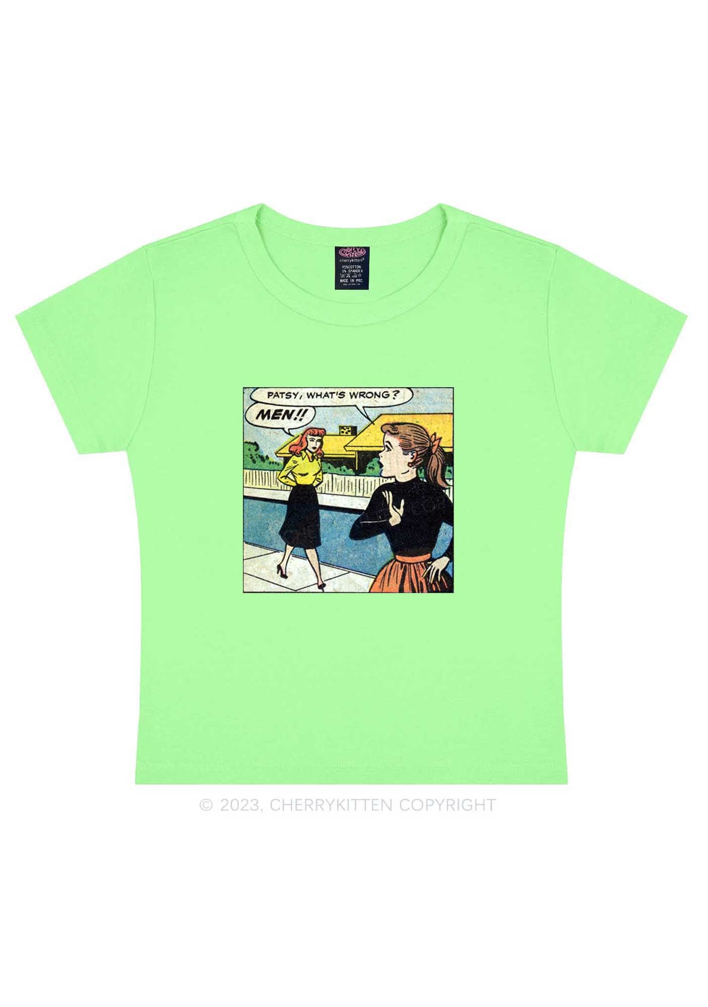 What's Wrong Men Y2K Baby Tee Cherrykitten