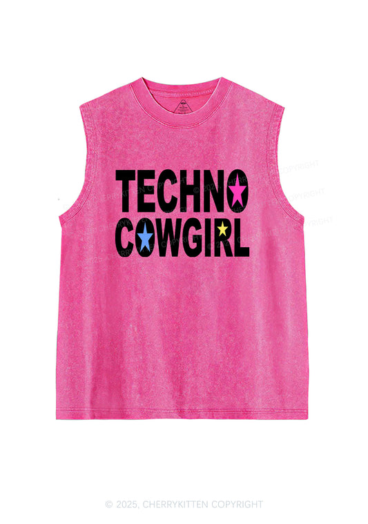 Techno Cowgirl Y2K Washed Muscle Tank Cherrykitten