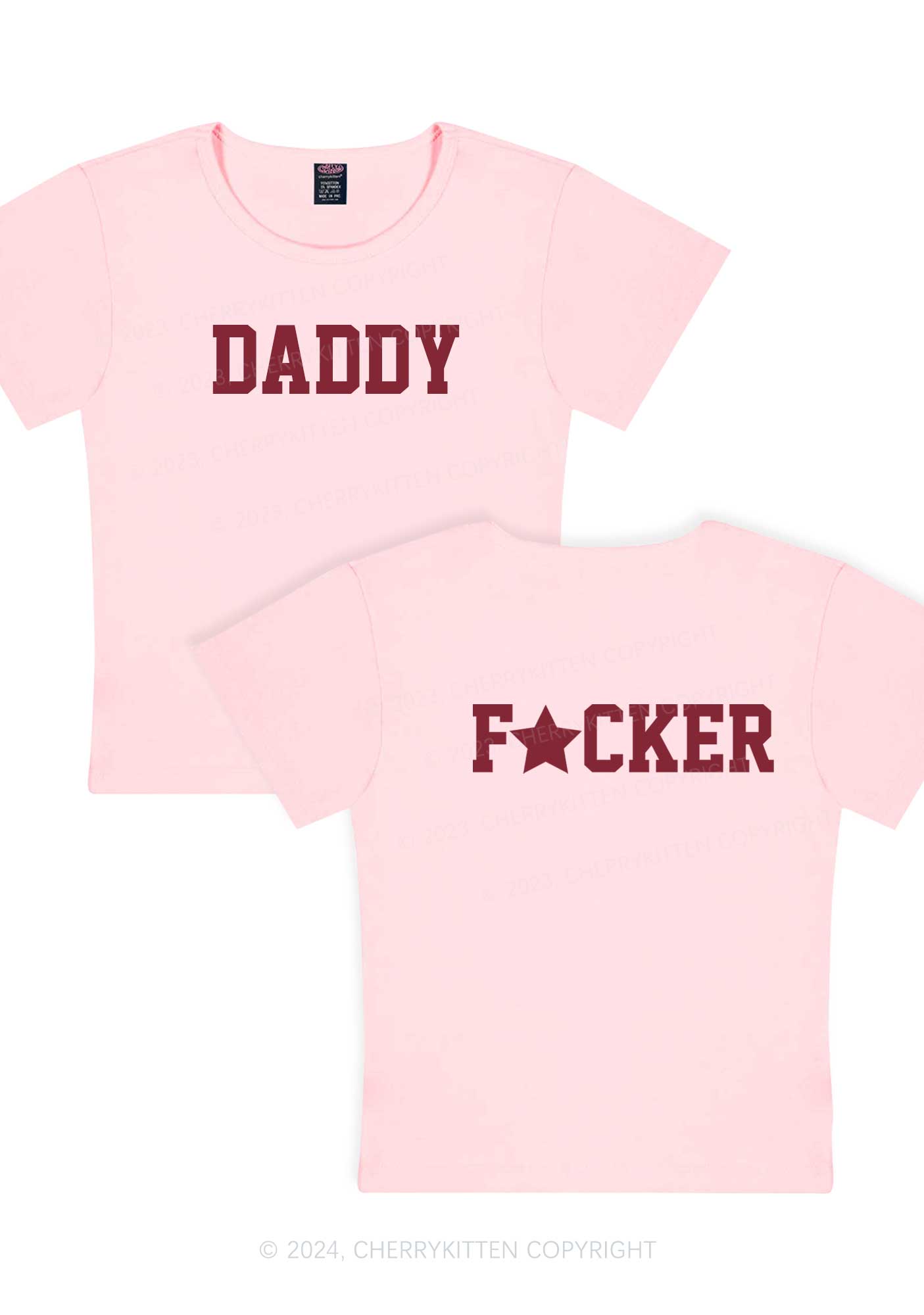 Daddyfxcker Two Sides Y2K Baby Tee Cherrykitten