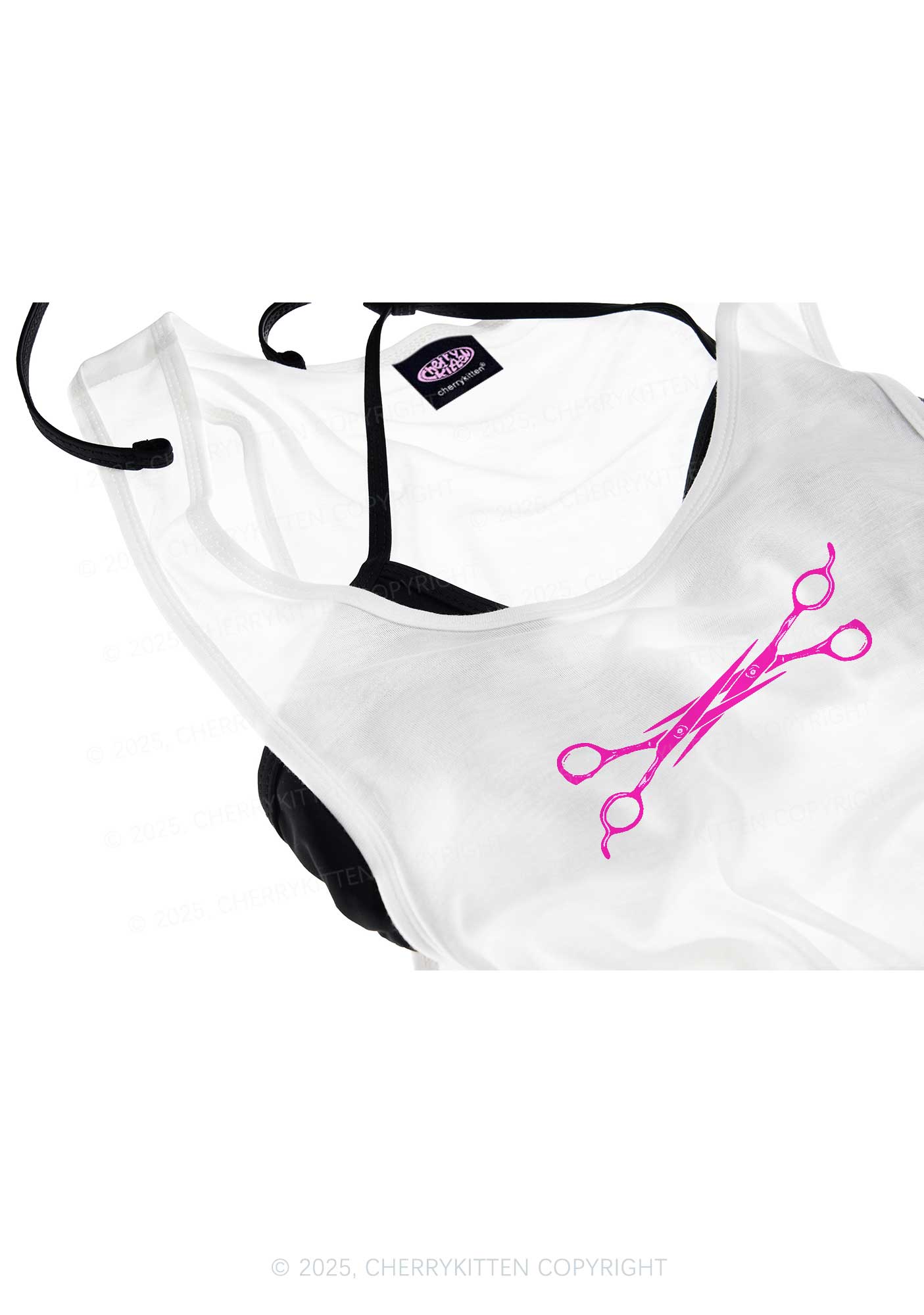 Pink Scissor Pride Y2K Sheer Boyfriend Tank Cherrykitten