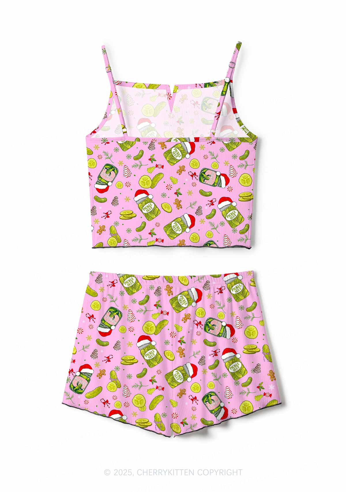 Christmas Pickle Y2K Print Cami Shorts Pajama Set Cherrykitten