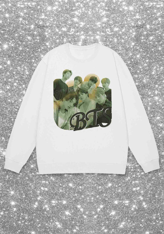 Green Bangtan Kpop Y2K Sweatshirt Cherrykitten