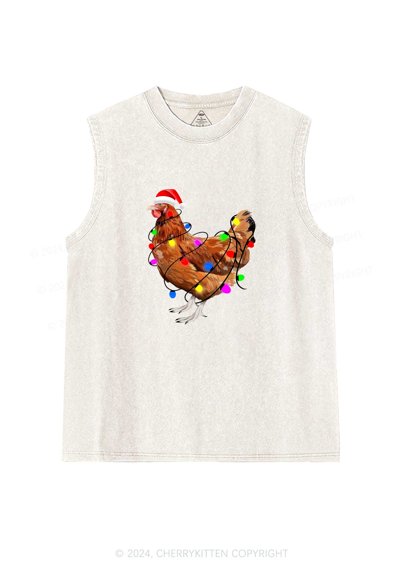 Christmas Hen Y2K Washed Tank Cherrykitten