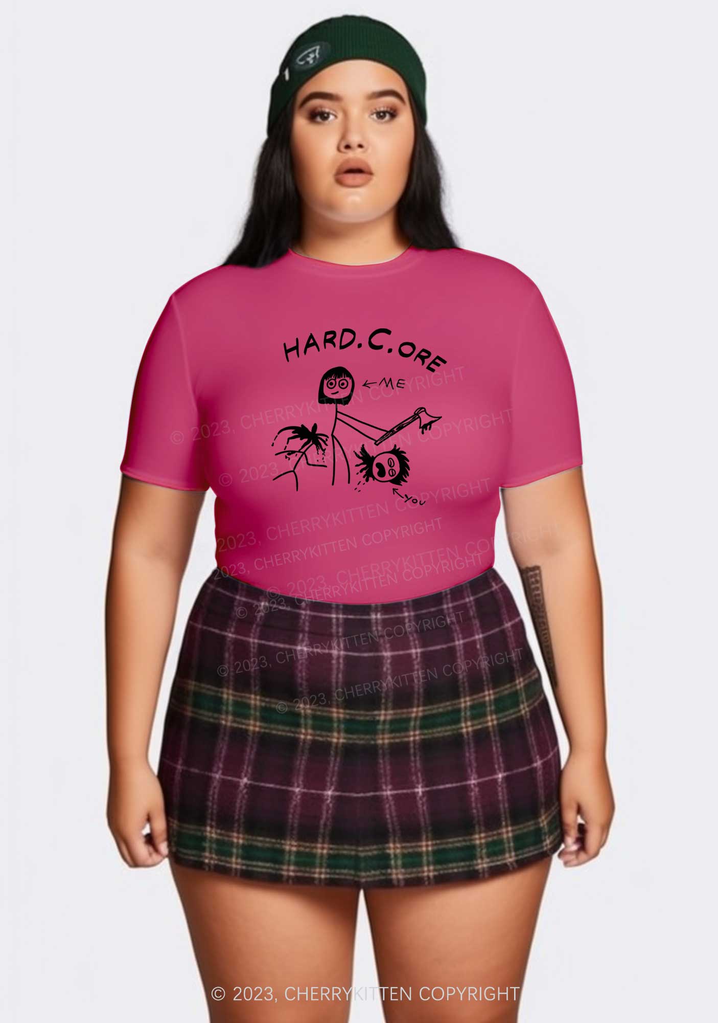 Curvy Hard Core Y2K Baby Tee Cherrykitten